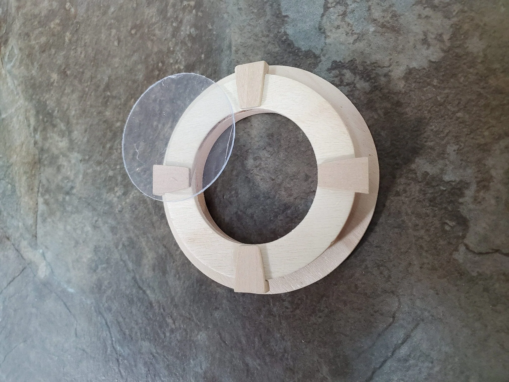 Dollhouse Window Round Circular Wood with Interior Trim & Acrylic 1:12 Scale - Image 2