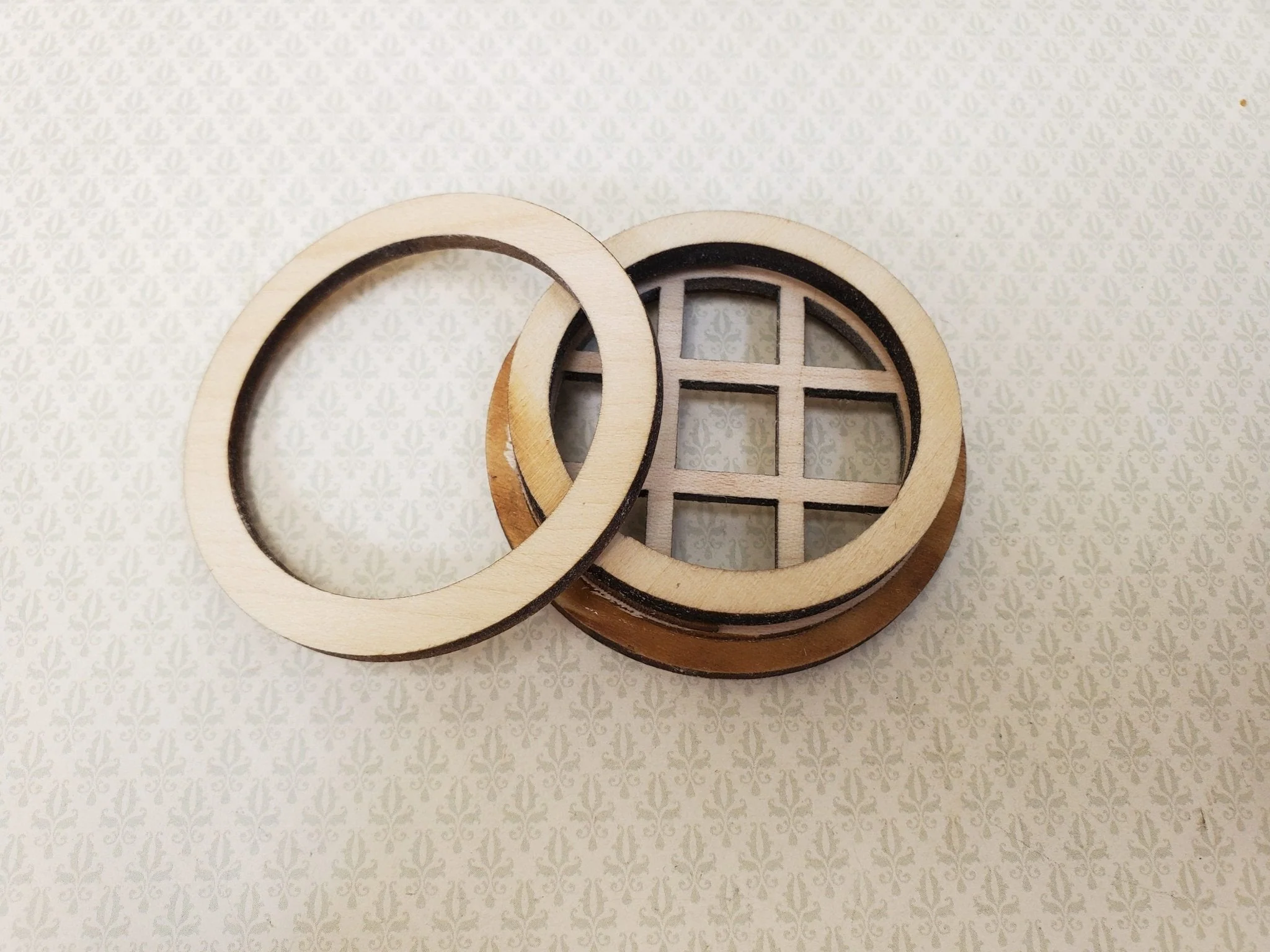 Dollhouse Window Round Port Hole Style Wood with Acrylic 1:12 Scale Miniature - Image 2
