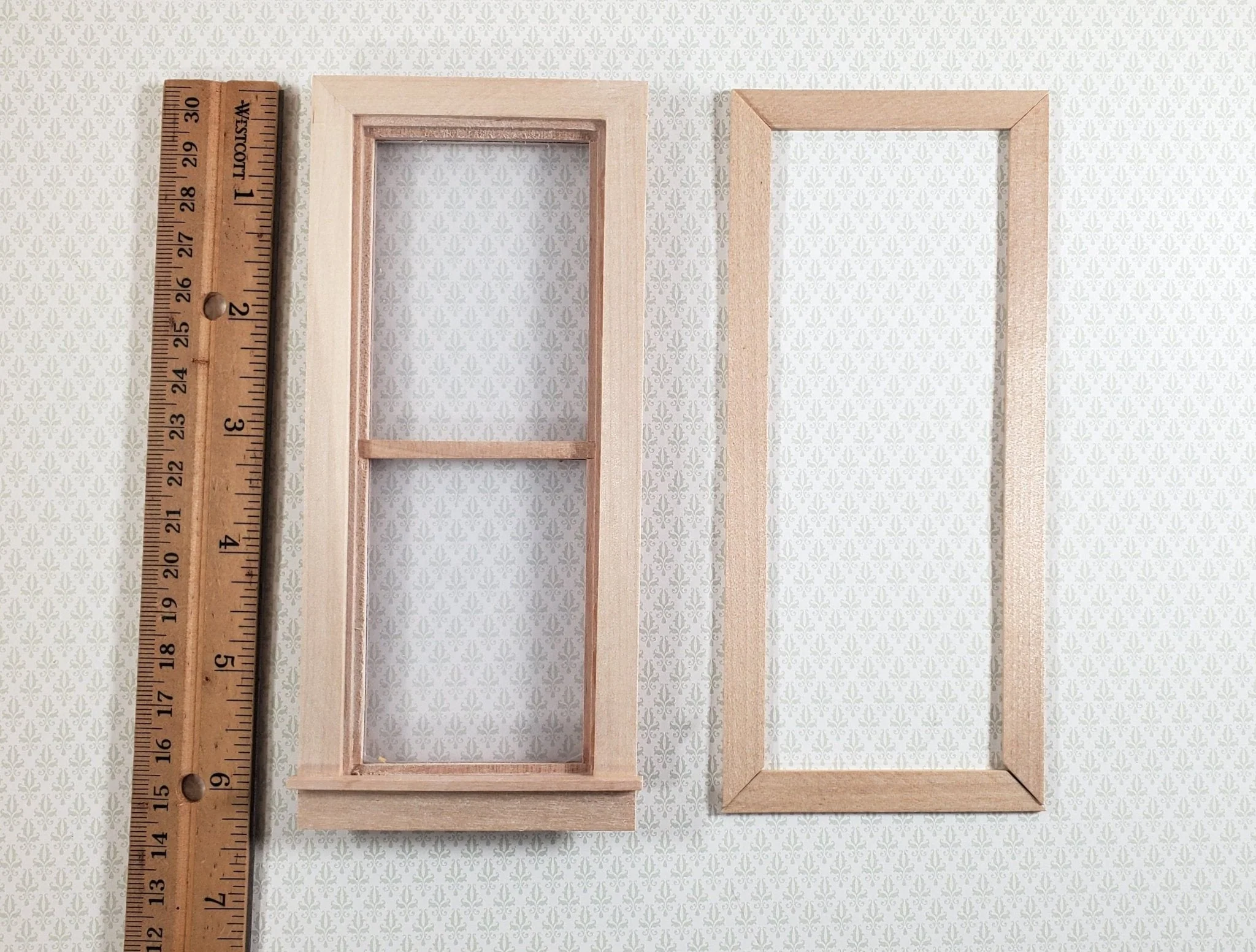 Dollhouse Window Tall Narrow Slim with Casing Trim 1:12 Scale Miniature CLA70118 - Image 2