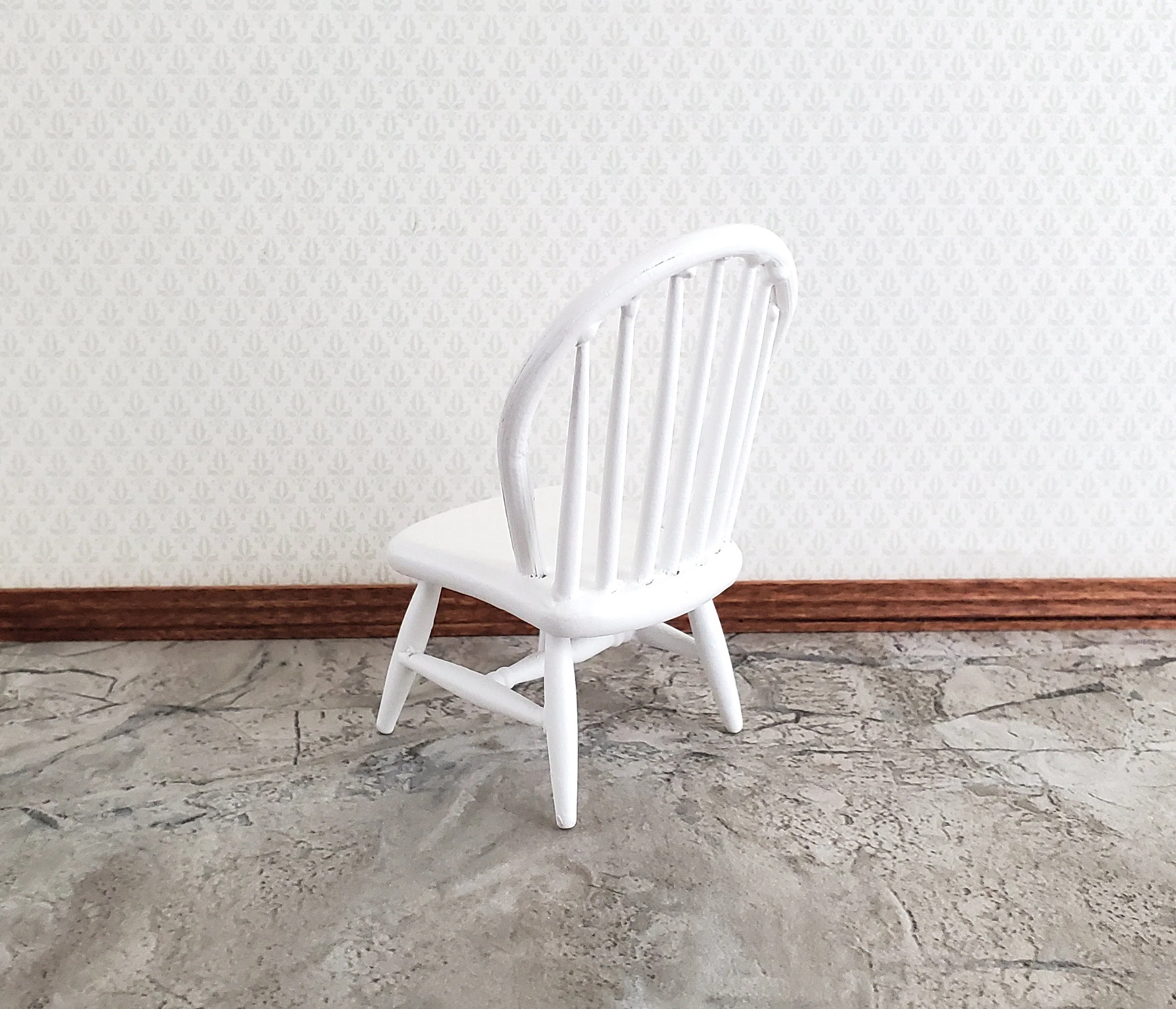 Dollhouse Windsor Spindle Back Kitchen Chair White 1:12 Scale Miniature Furniture - Image 3