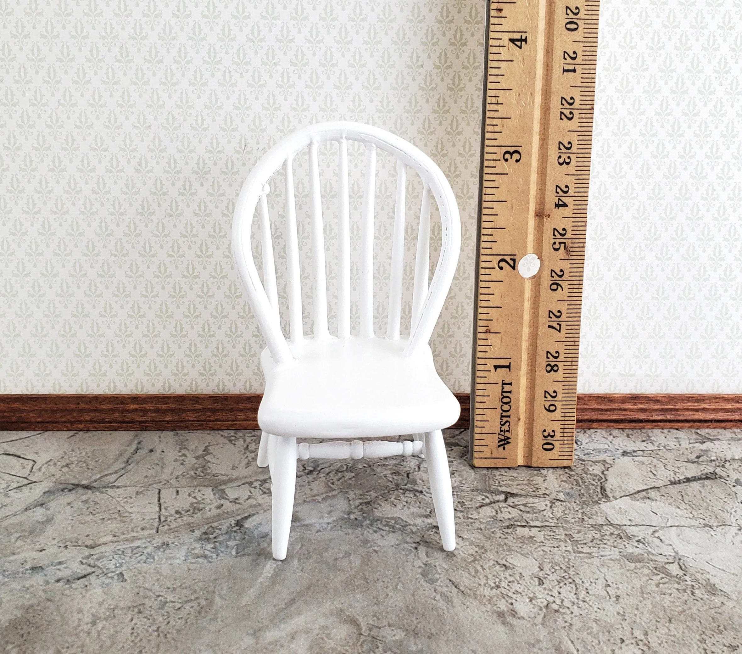 Dollhouse Windsor Spindle Back Kitchen Chair White 1:12 Scale Miniature Furniture - Image 4