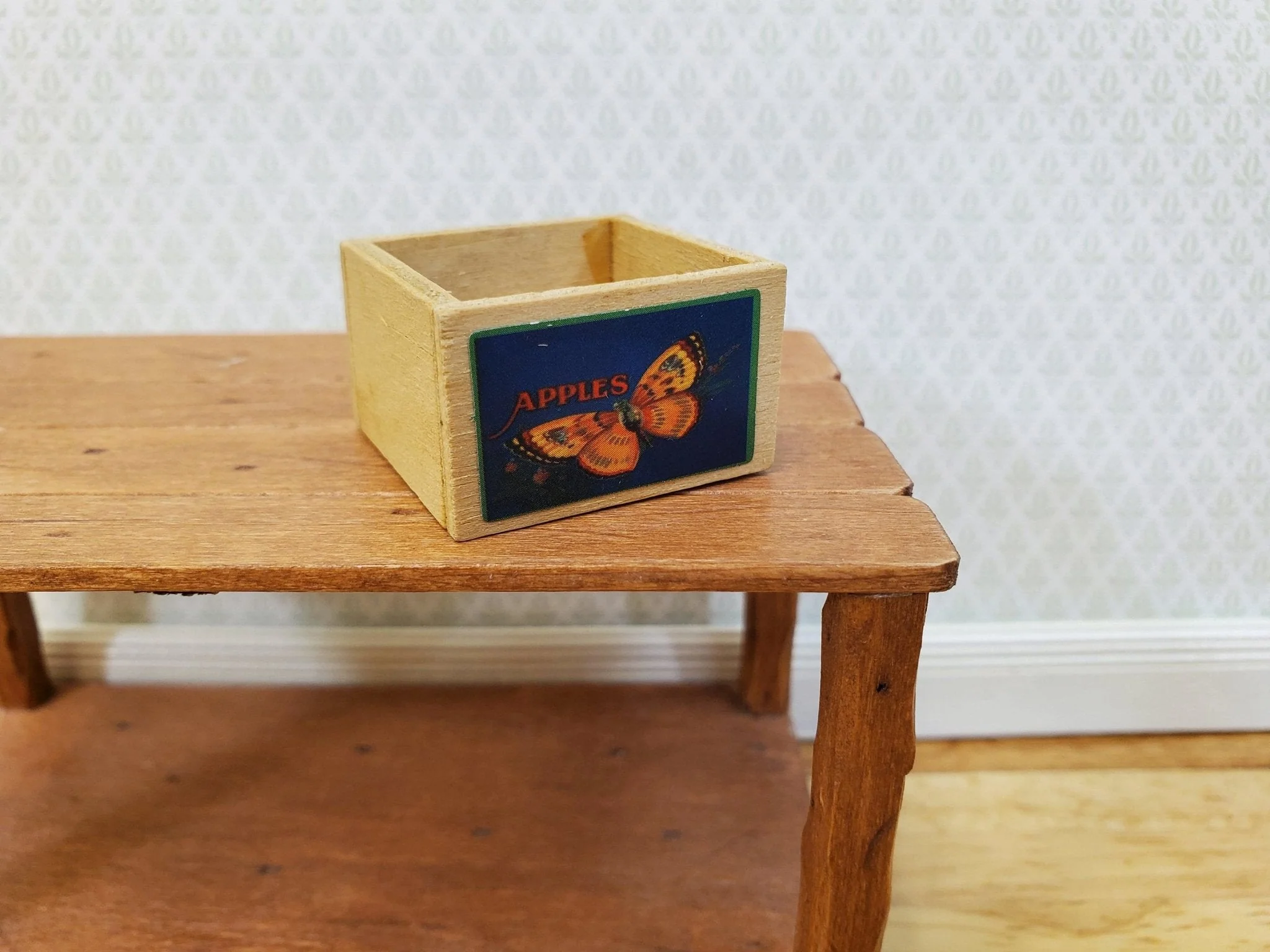 Dollhouse Wood Crate Apples Label for Fruits or Vegetables 1:12 Scale Miniature