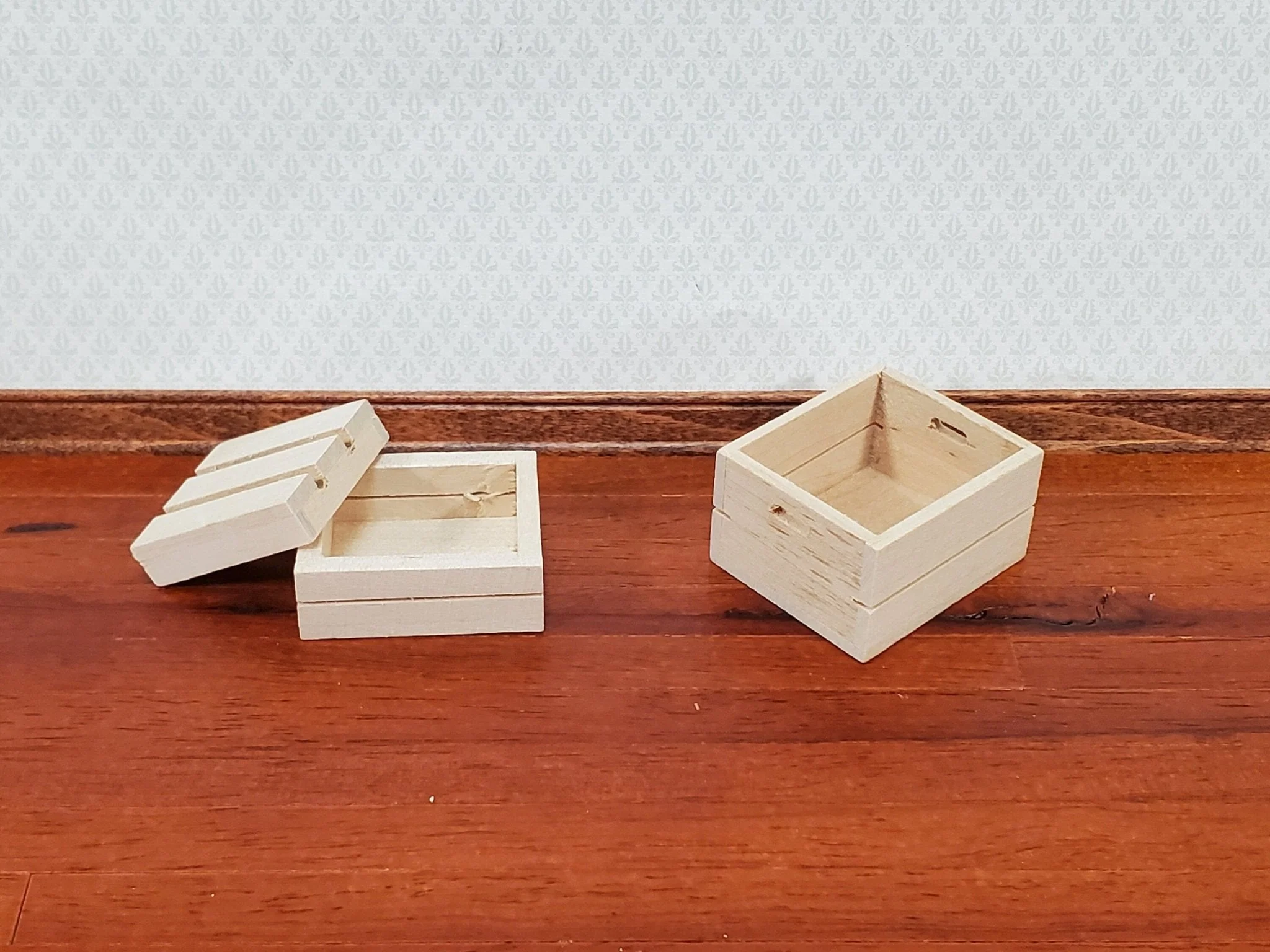 Dollhouse Wood Crates for Fruits or Vegetables Set of 3 1:12 Scale Miniatures - Image 3