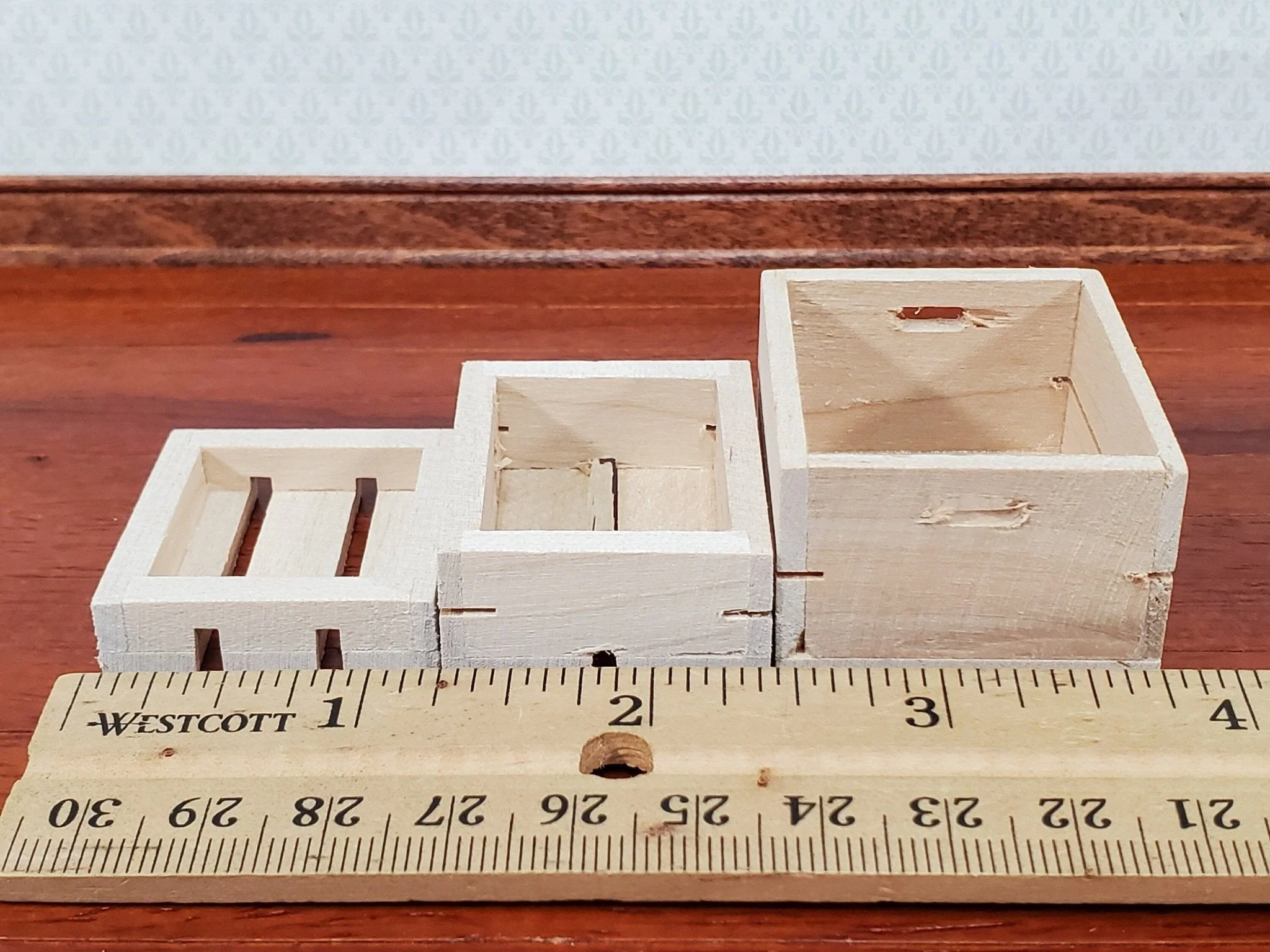 Dollhouse Wood Crates for Fruits or Vegetables Set of 3 1:12 Scale Miniatures - Image 8