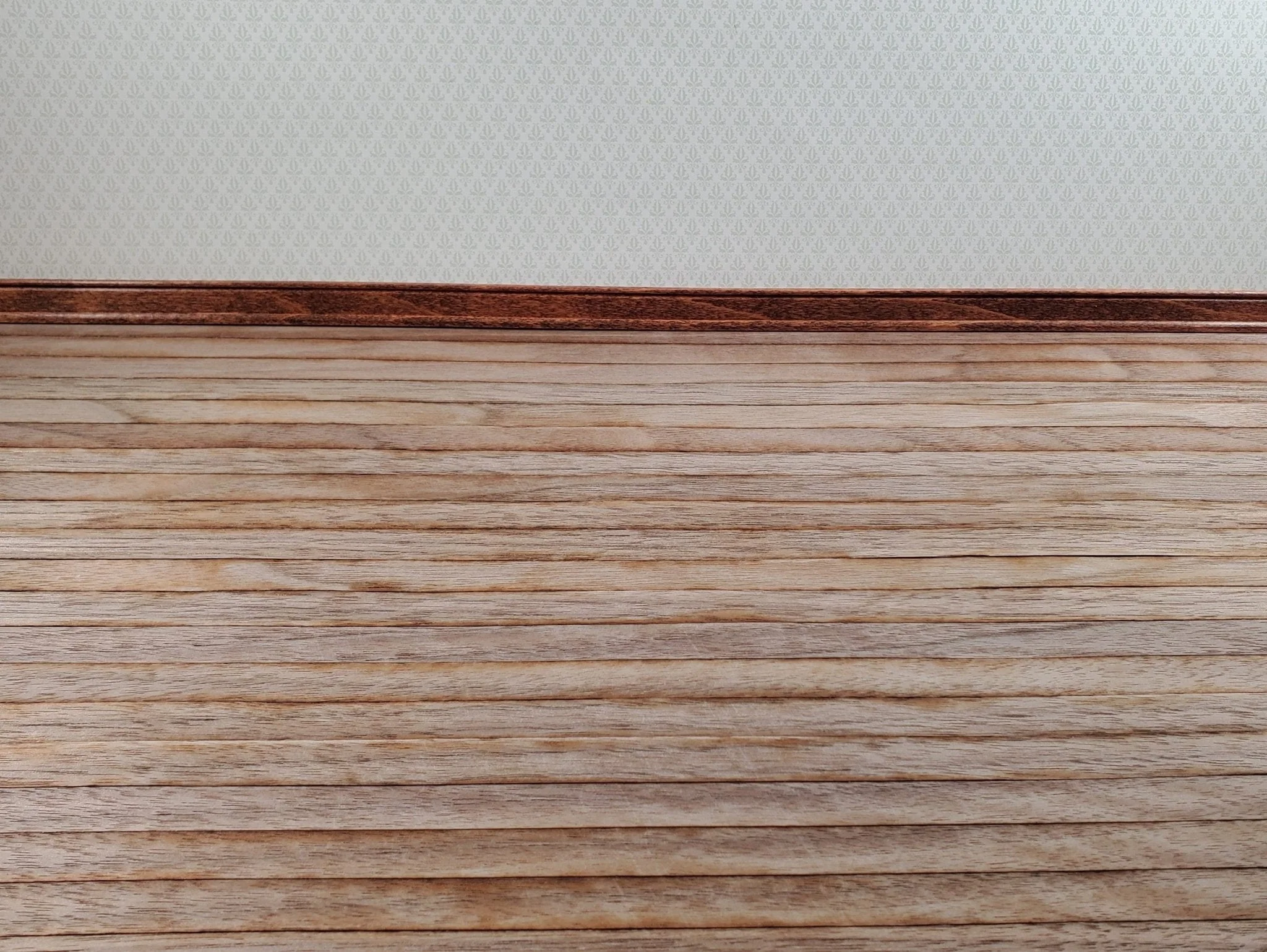 Dollhouse Wood Floor Weathered Dark Wide Planks 1:12 Scale 17" x 11" Flooring - Image 2