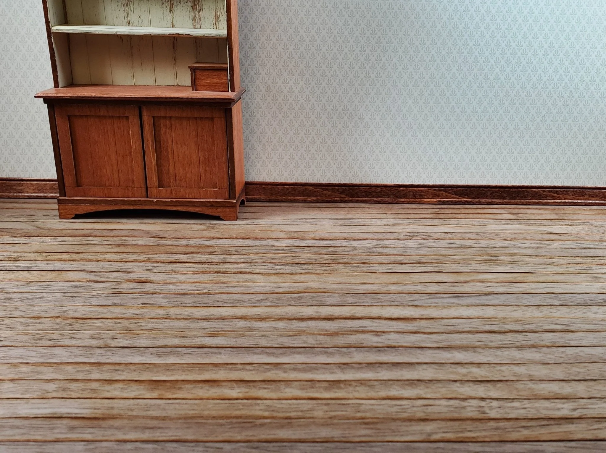 Dollhouse Wood Floor Weathered Dark Wide Planks 1:12 Scale 17" x 11" Flooring - Image 3