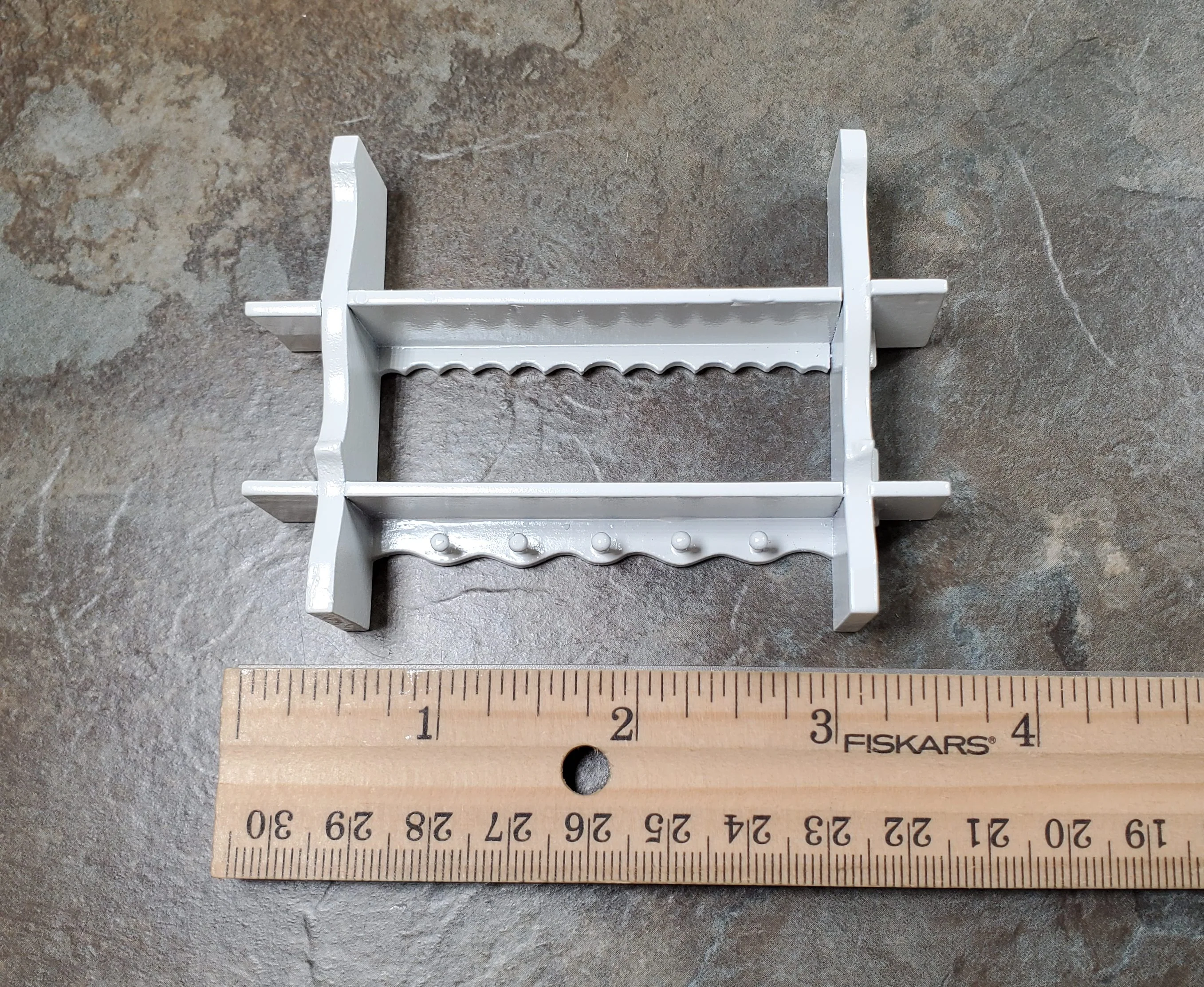 Dollhouse Wood Kitchen Shelf with Pegs 1:12 Scale Miniature White Finish - Image 3