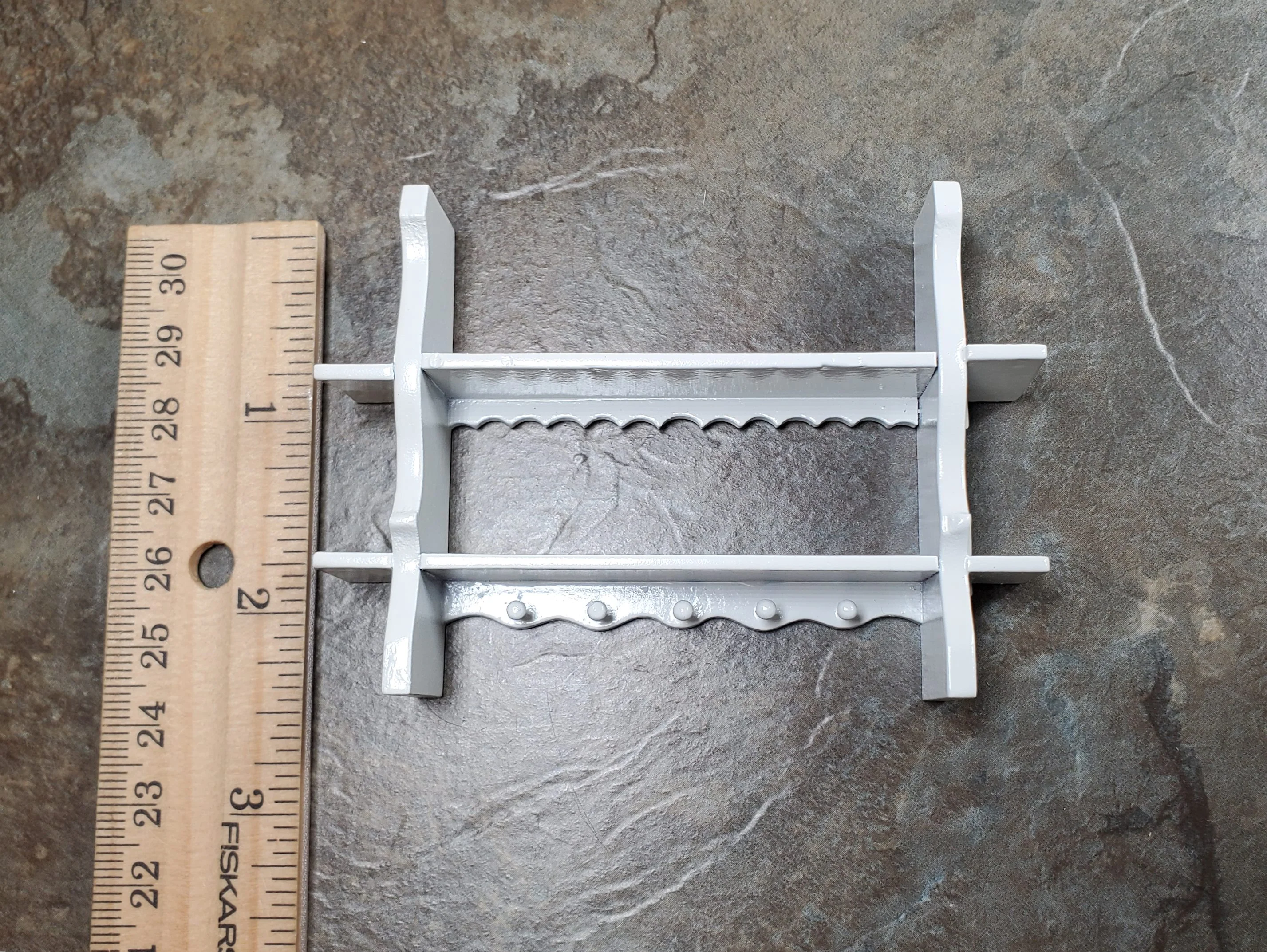 Dollhouse Wood Kitchen Shelf with Pegs 1:12 Scale Miniature White Finish - Image 4