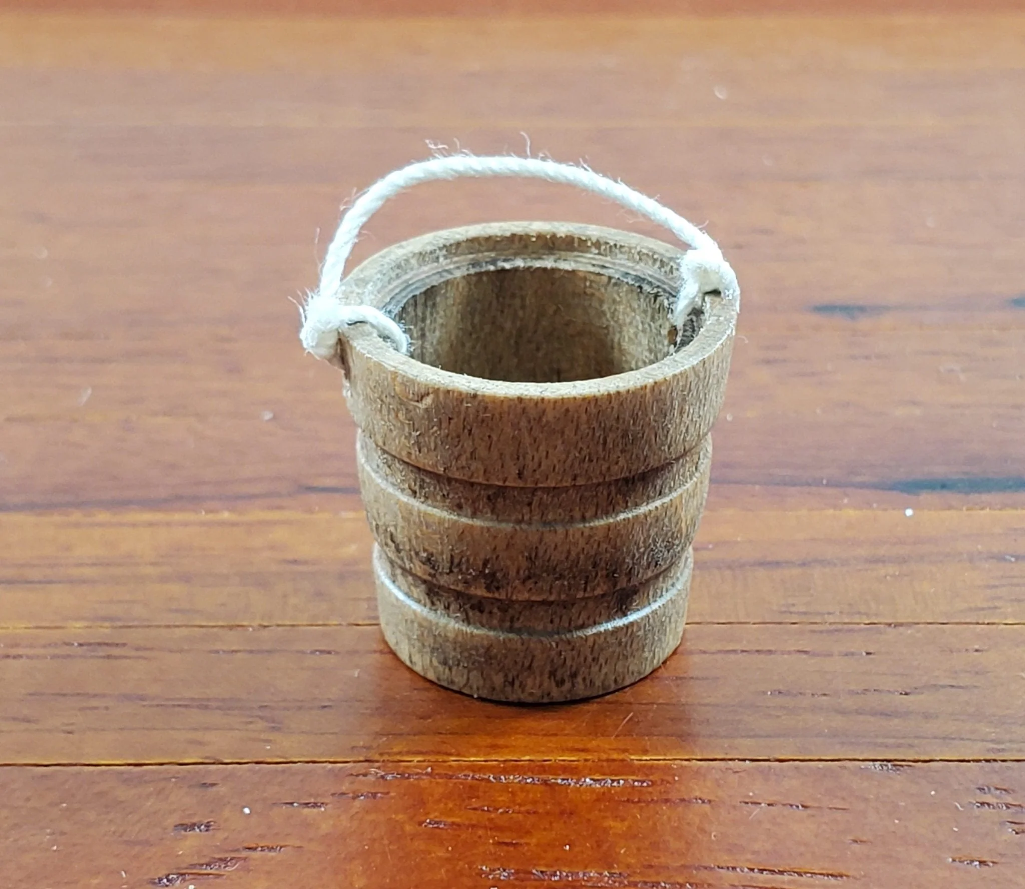 Dollhouse Wooden Bucket Aged Finish 1:12 Scale Miniature Accessories Handcrafted