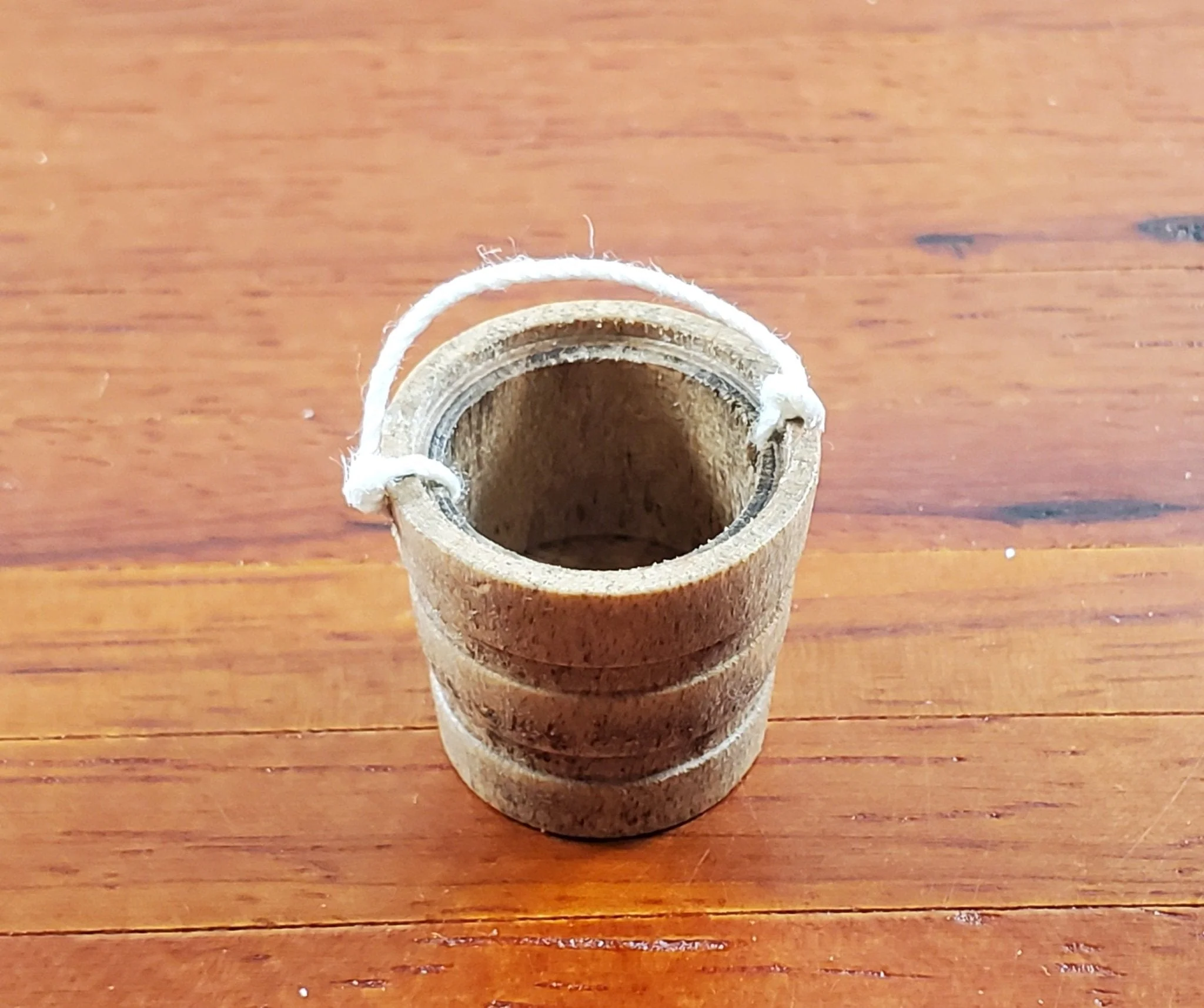 Dollhouse Wooden Bucket Aged Finish 1:12 Scale Miniature Accessories Handcrafted - Image 2