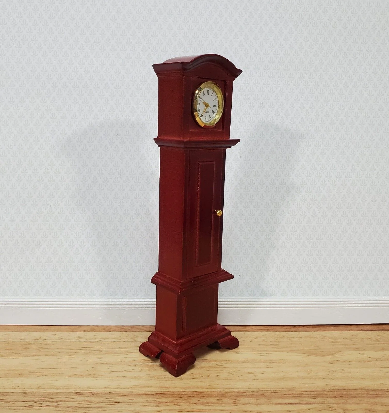 Dollhouse Working Grandfather Clock Opens Mahogany Finish 1:12 Scale Miniature - Image 2
