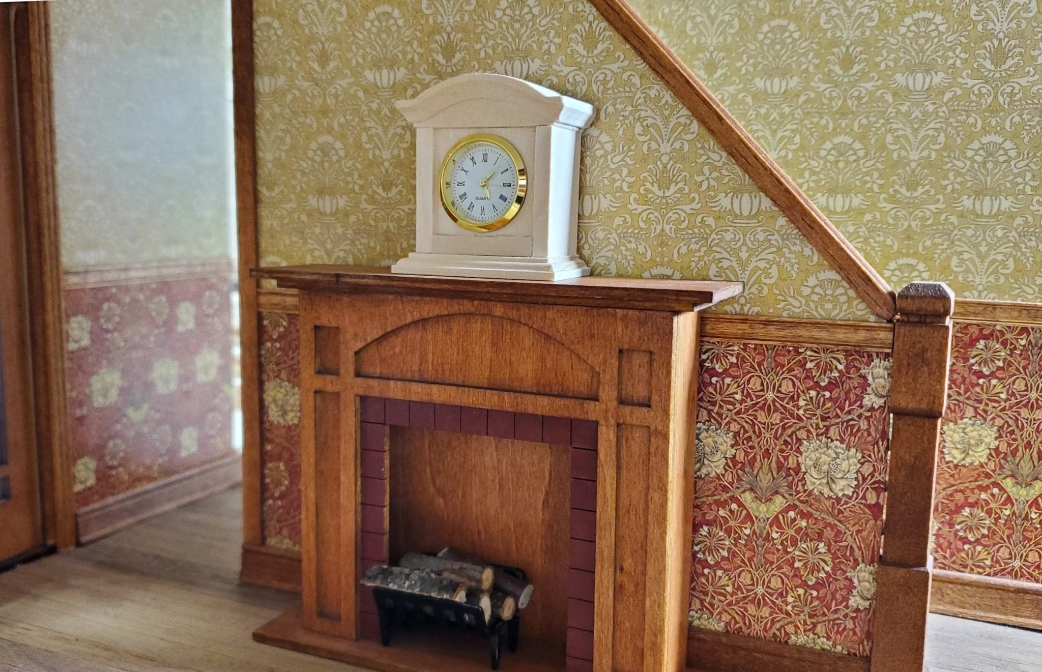 Dollhouse Working Mantle Clock Unpainted Wood LARGE Miniature Furniture Decor - Image 3