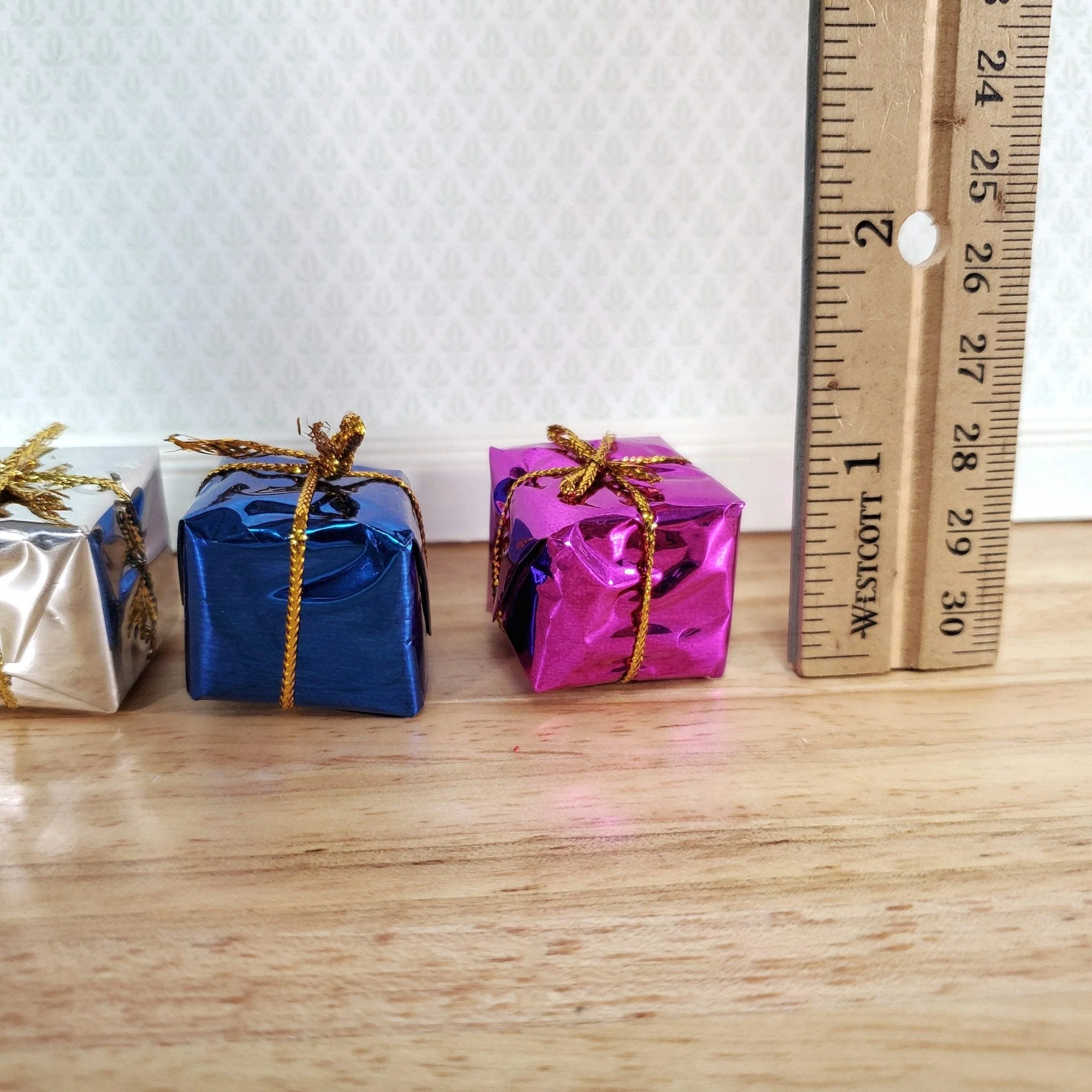 Dollhouse Wrapped Gifts Presents Foil Paper x6 LARGE Miniature Christmas - Image 4