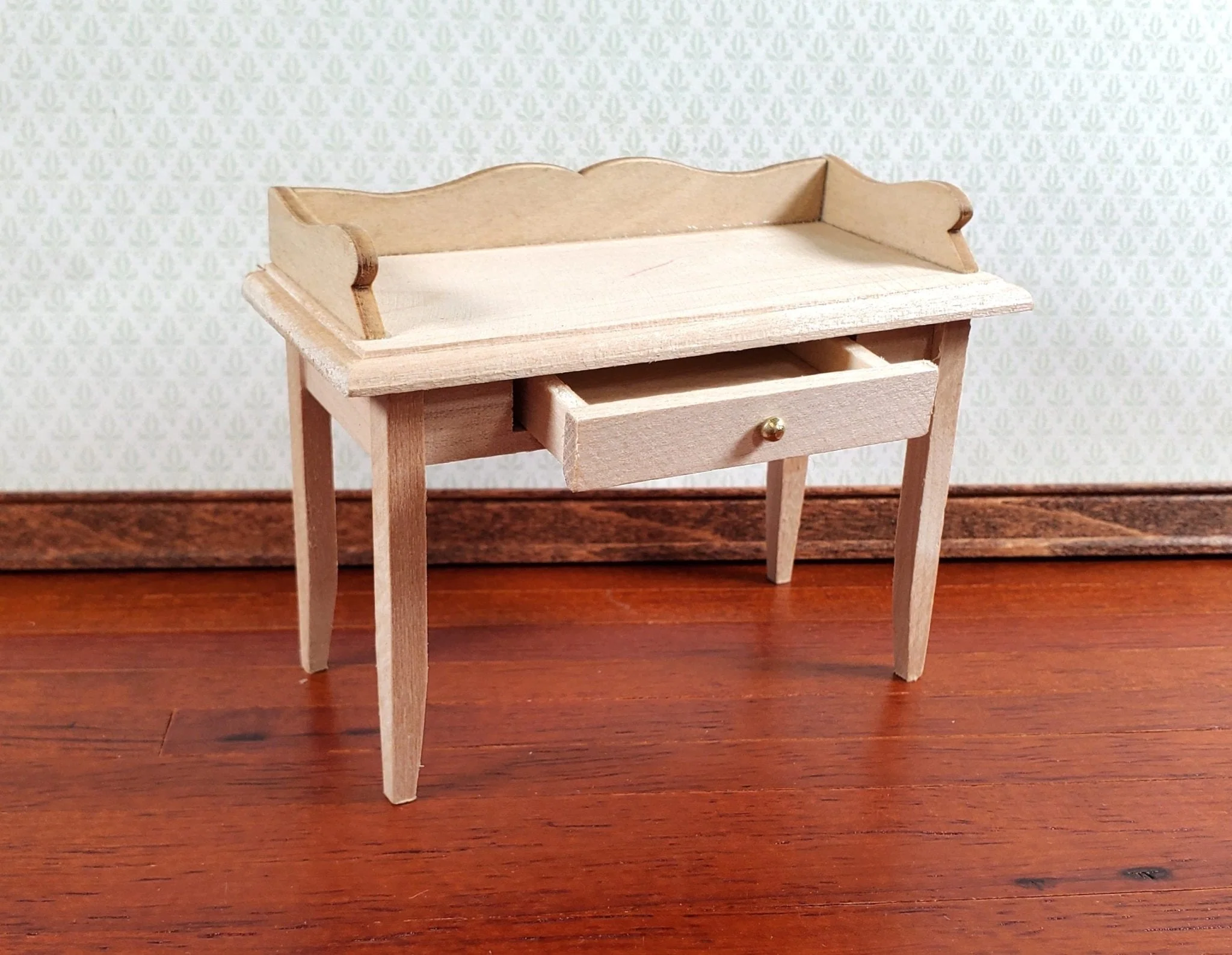 Dollhouse Writing Desk or Dressing Table with Drawer 1:12 Scale Miniature Unpainted - Image 3