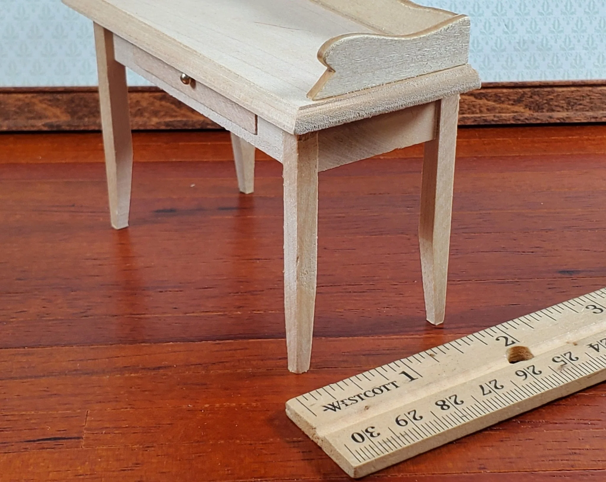 Dollhouse Writing Desk or Dressing Table with Drawer 1:12 Scale Miniature Unpainted - Image 6