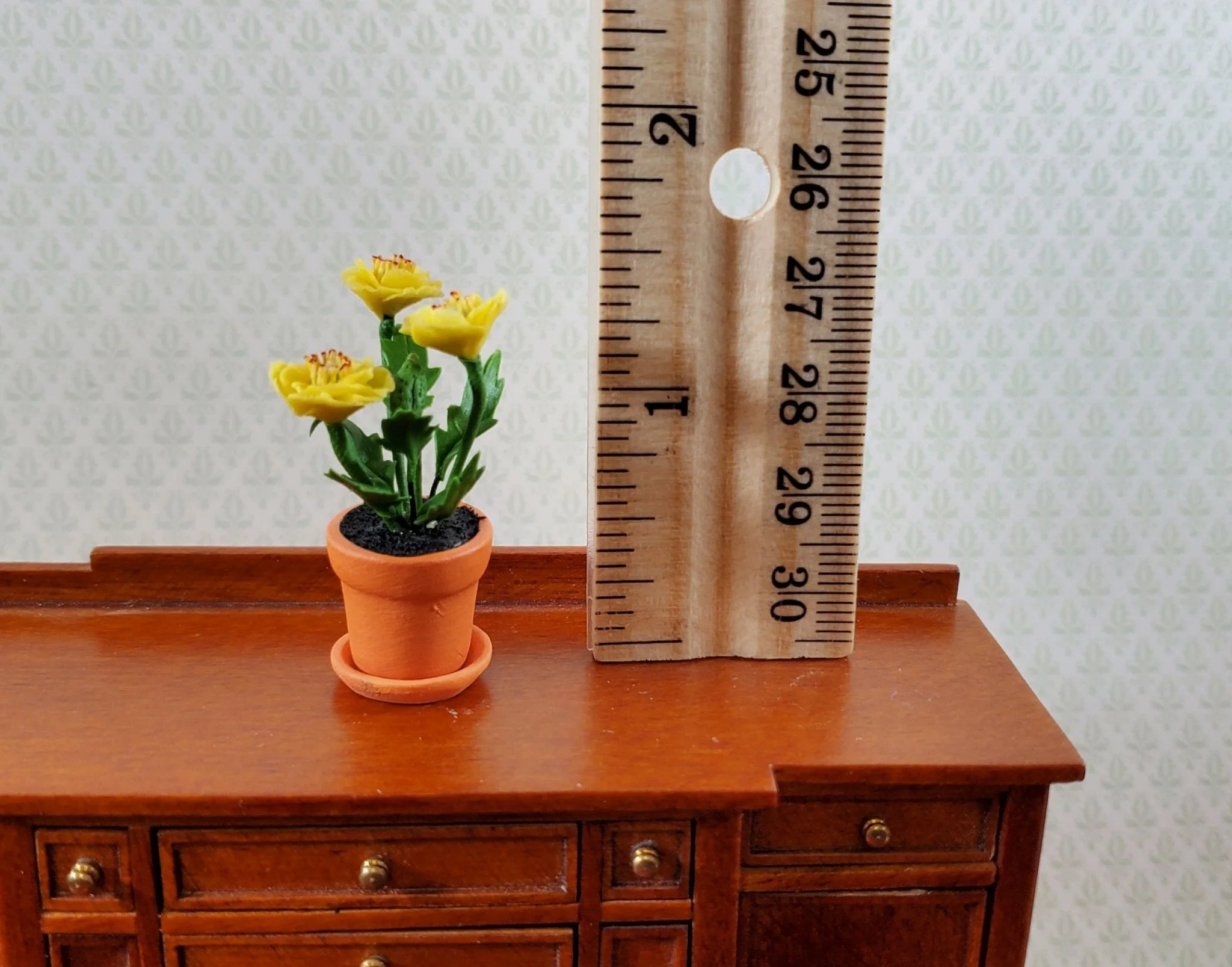 Dollhouse Yellow Poppies Flowers in Terra Cotta Planter 1:12 Scale Garden Falcon - Image 4