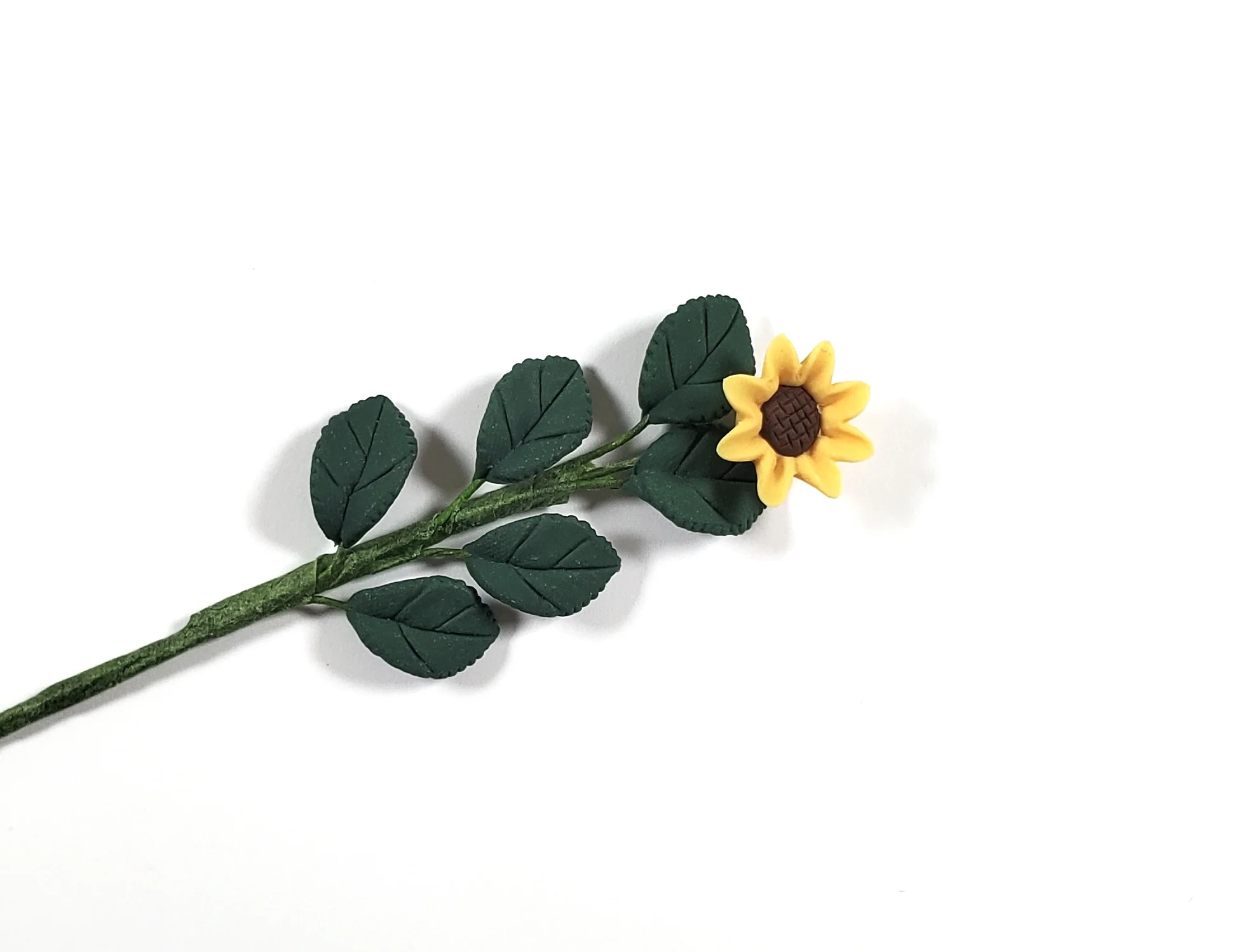 Dollhouse Yellow Sunflower Single Tall Stem with Foliage 1:12 Scale Miniature - Image 2