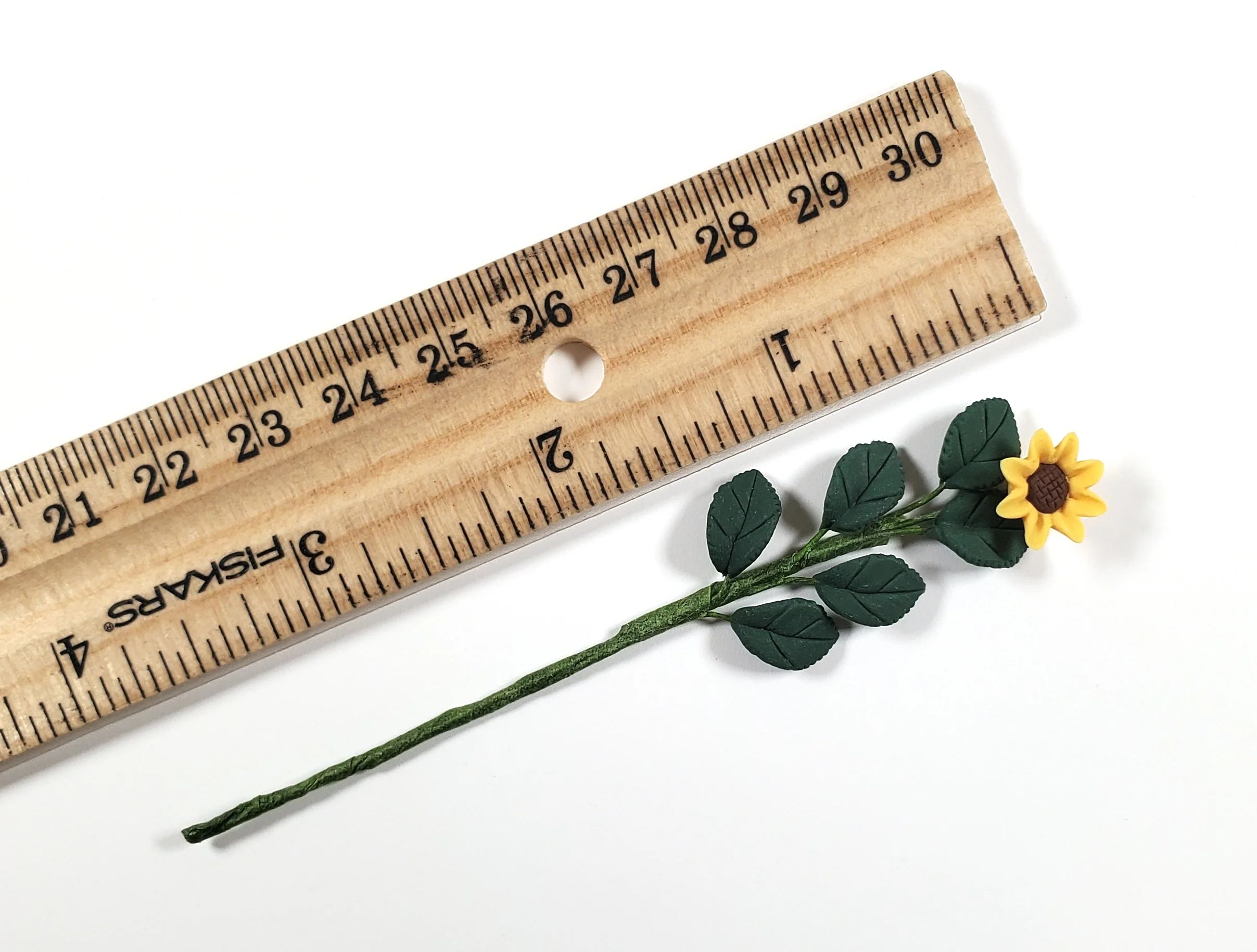 Dollhouse Yellow Sunflower Single Tall Stem with Foliage 1:12 Scale Miniature - Image 3