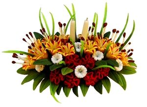 Dollhouse Yellow Tiger Lily & Red Carnation Centerpiece 1:12 Scale Miniature
