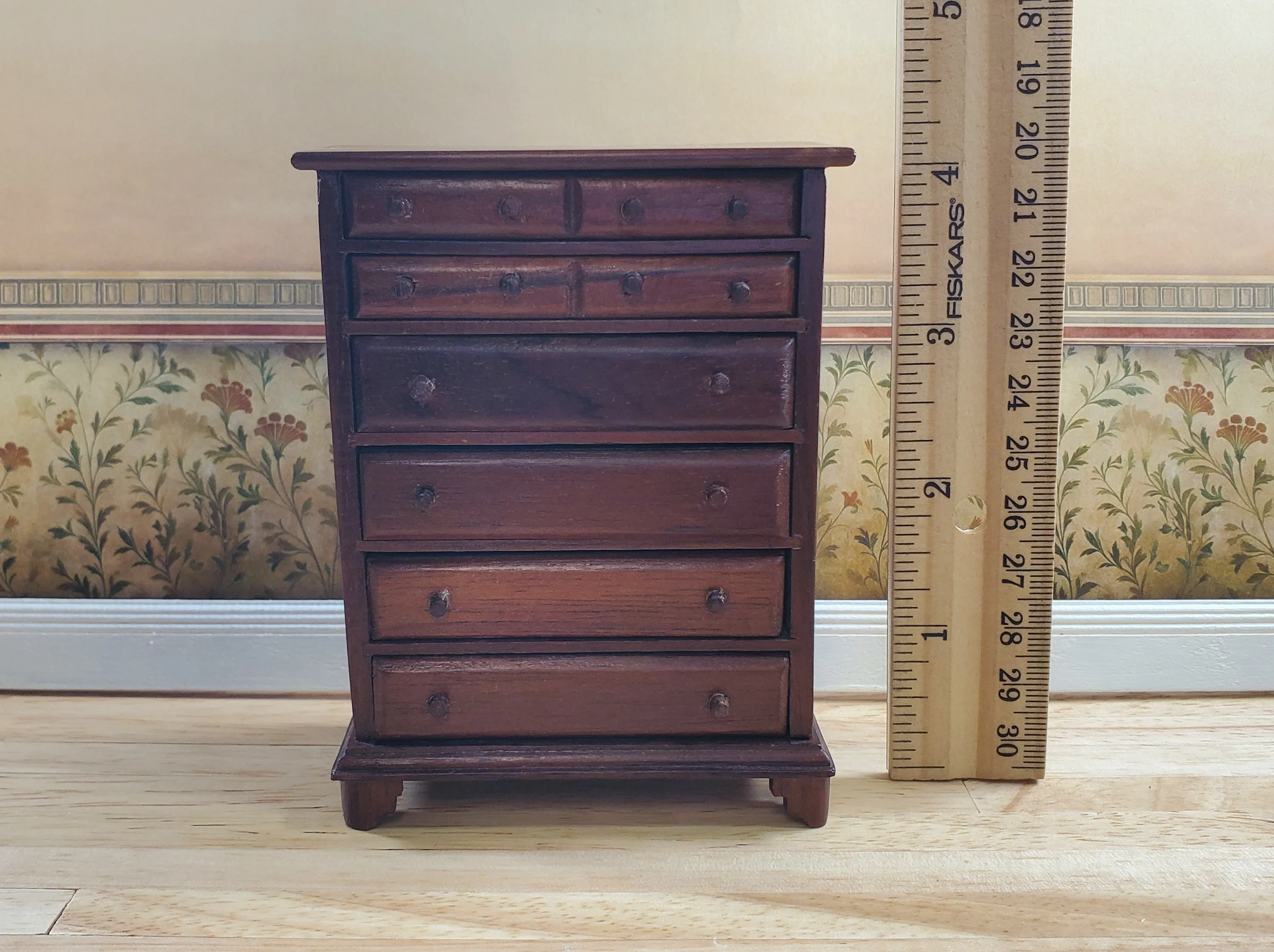 Handmade Dollhouse 6 Drawer Dresser Tall Wood Vintage Piece - Image 5