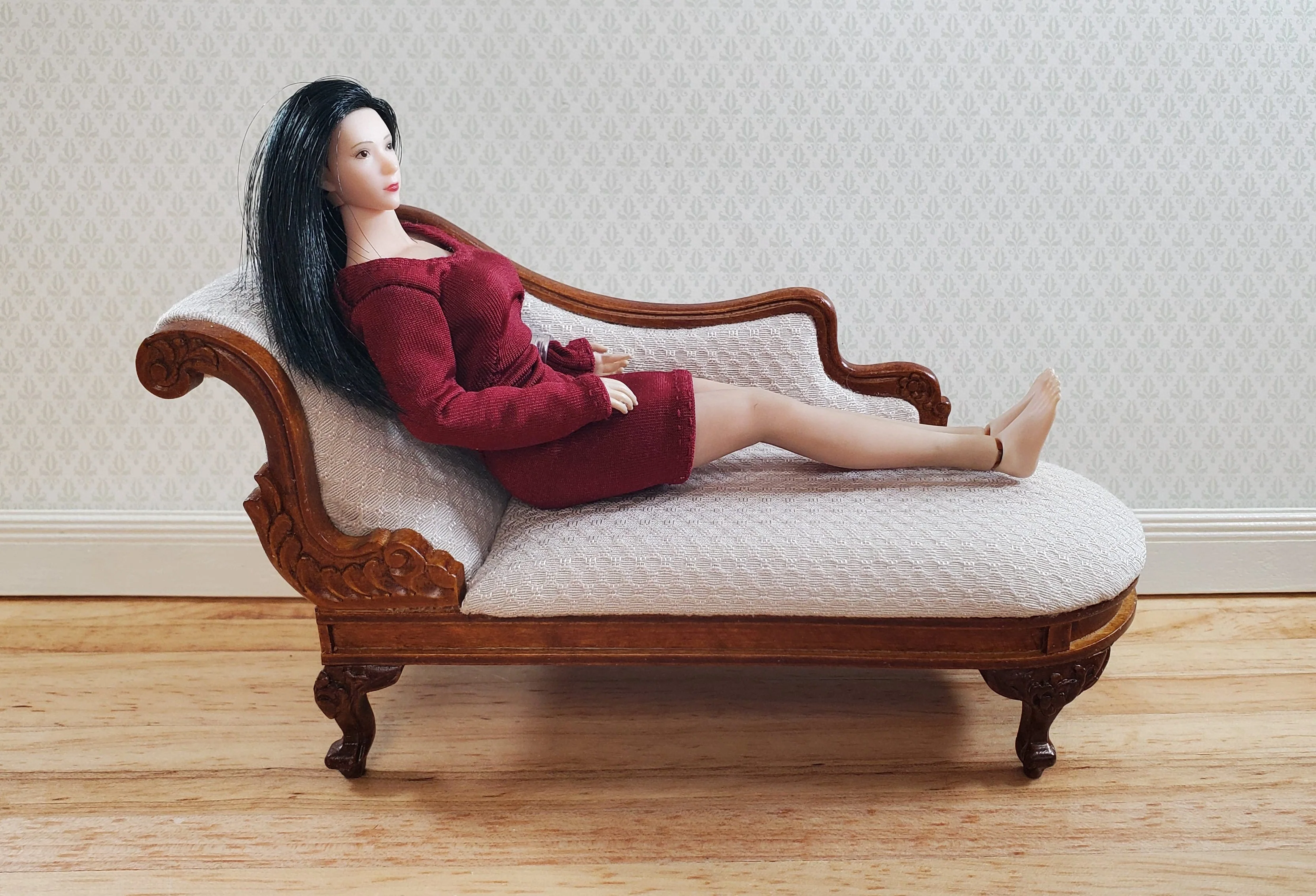 JBM Dollhouse Chase Lounge Sofa French Victorian1:12 Miniature Furniture Couch - Image 4