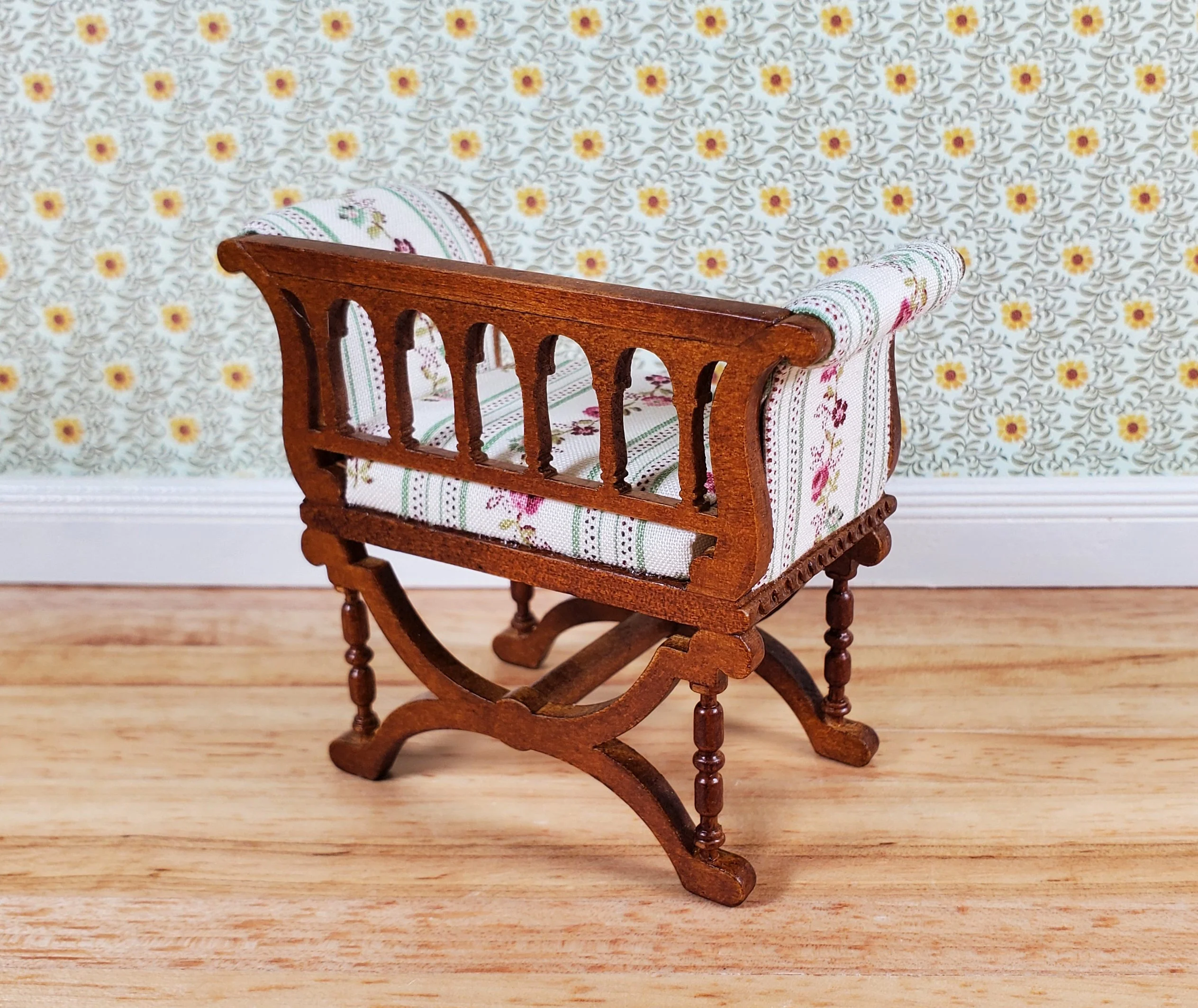 JBM Dollhouse Curule Bench Seat Chair Victorian 1:12 Scale Miniature Furniture - Image 3