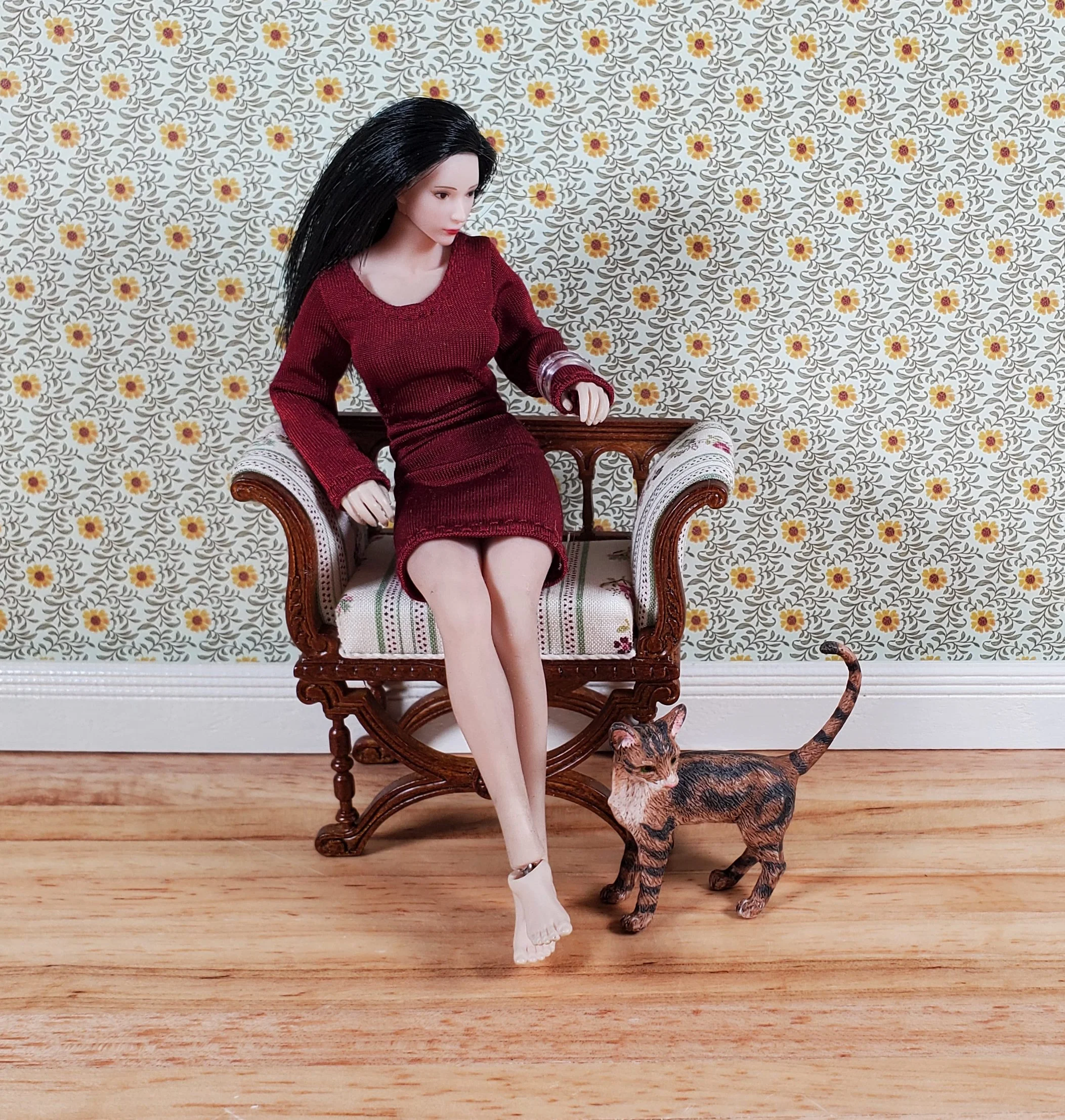 JBM Dollhouse Curule Bench Seat Chair Victorian 1:12 Scale Miniature Furniture - Image 4