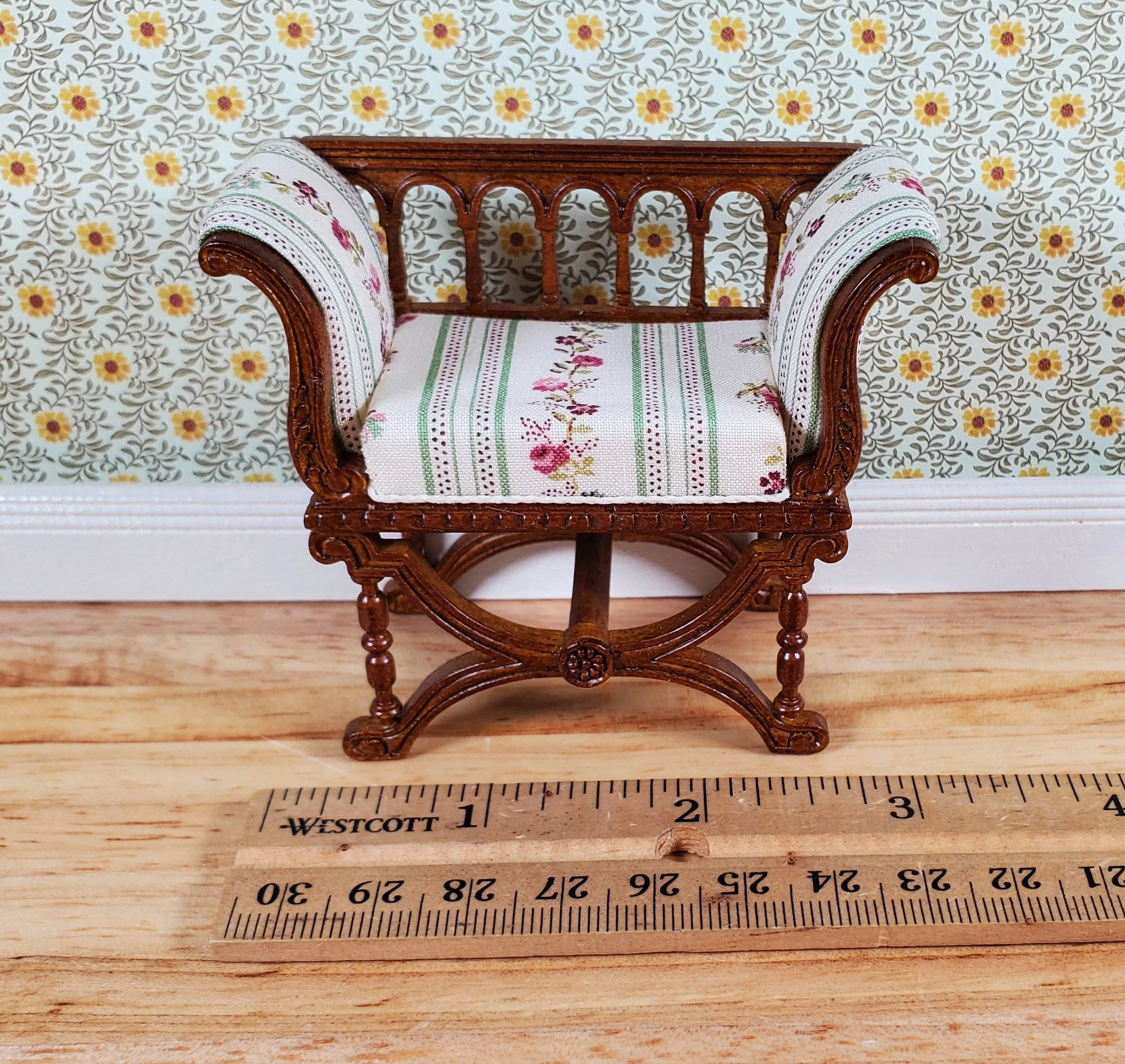 JBM Dollhouse Curule Bench Seat Chair Victorian 1:12 Scale Miniature Furniture - Image 5