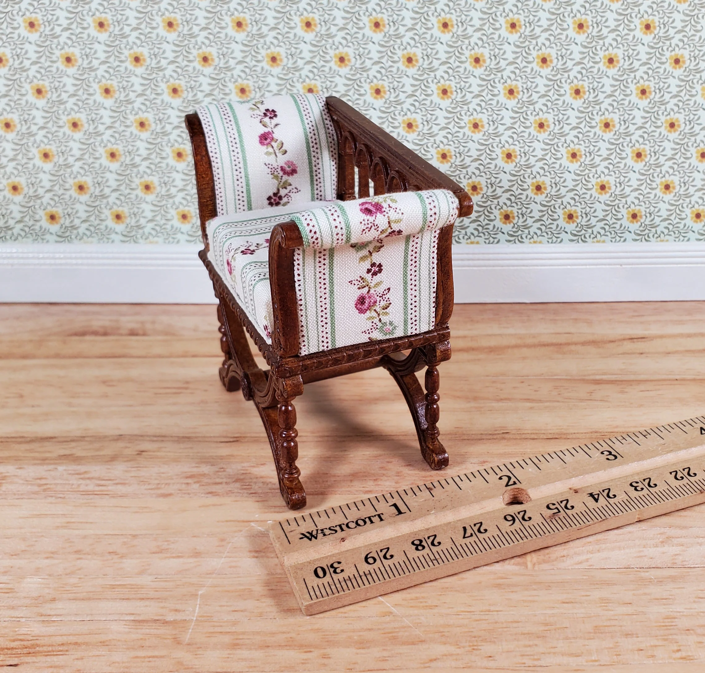 JBM Dollhouse Curule Bench Seat Chair Victorian 1:12 Scale Miniature Furniture - Image 6