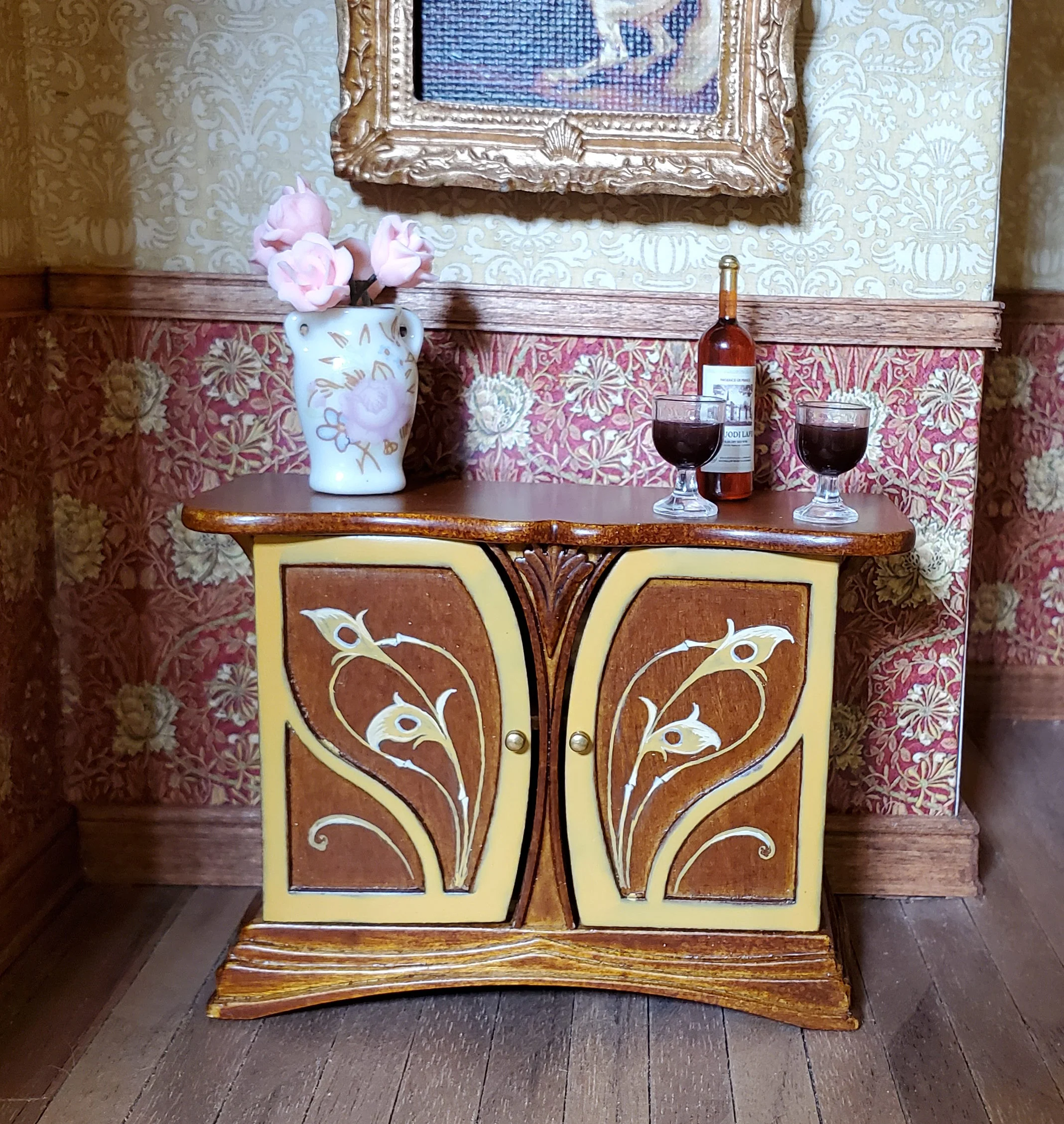 JBM Dollhouse Sideboard Buffet Art Nouveau Style 1:12 Scale Miniature Furniture - Image 3