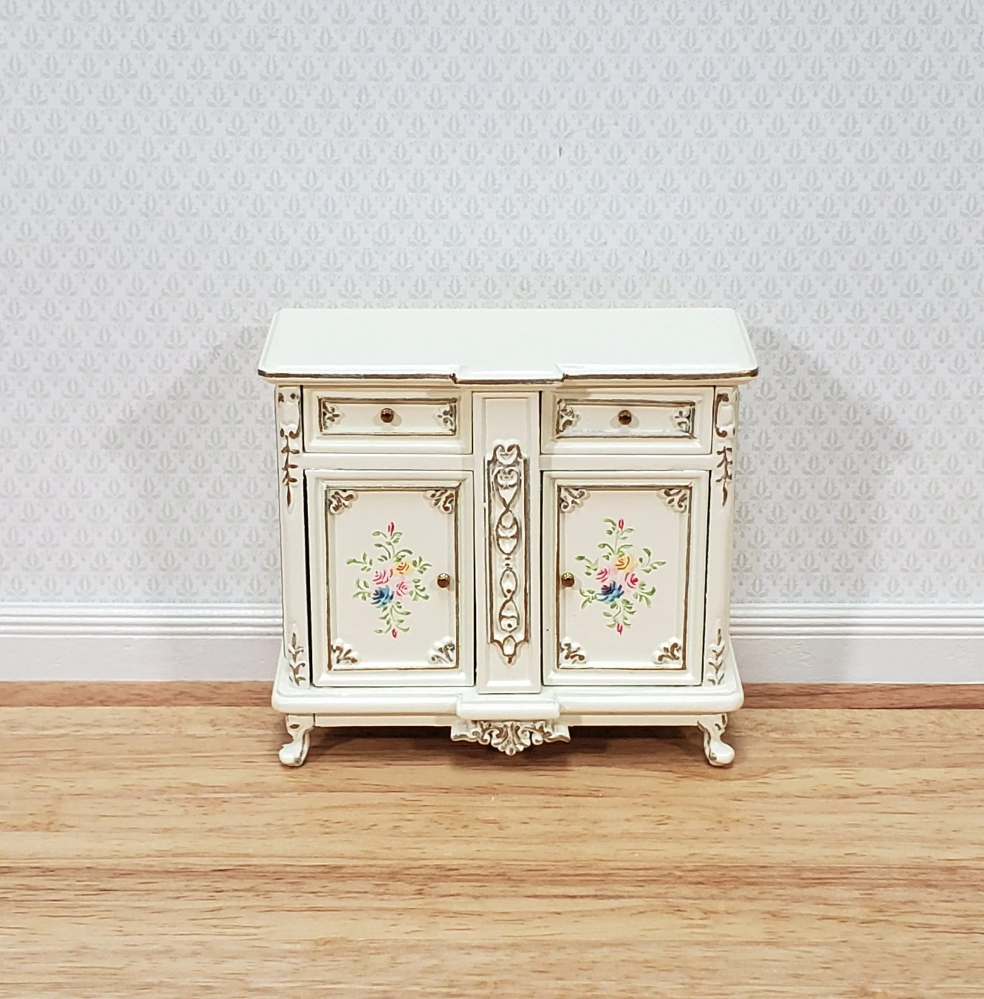 JBM Dollhouse Sideboard Buffet Cream Hand Painted 1:12 Scale Miniature Furniture