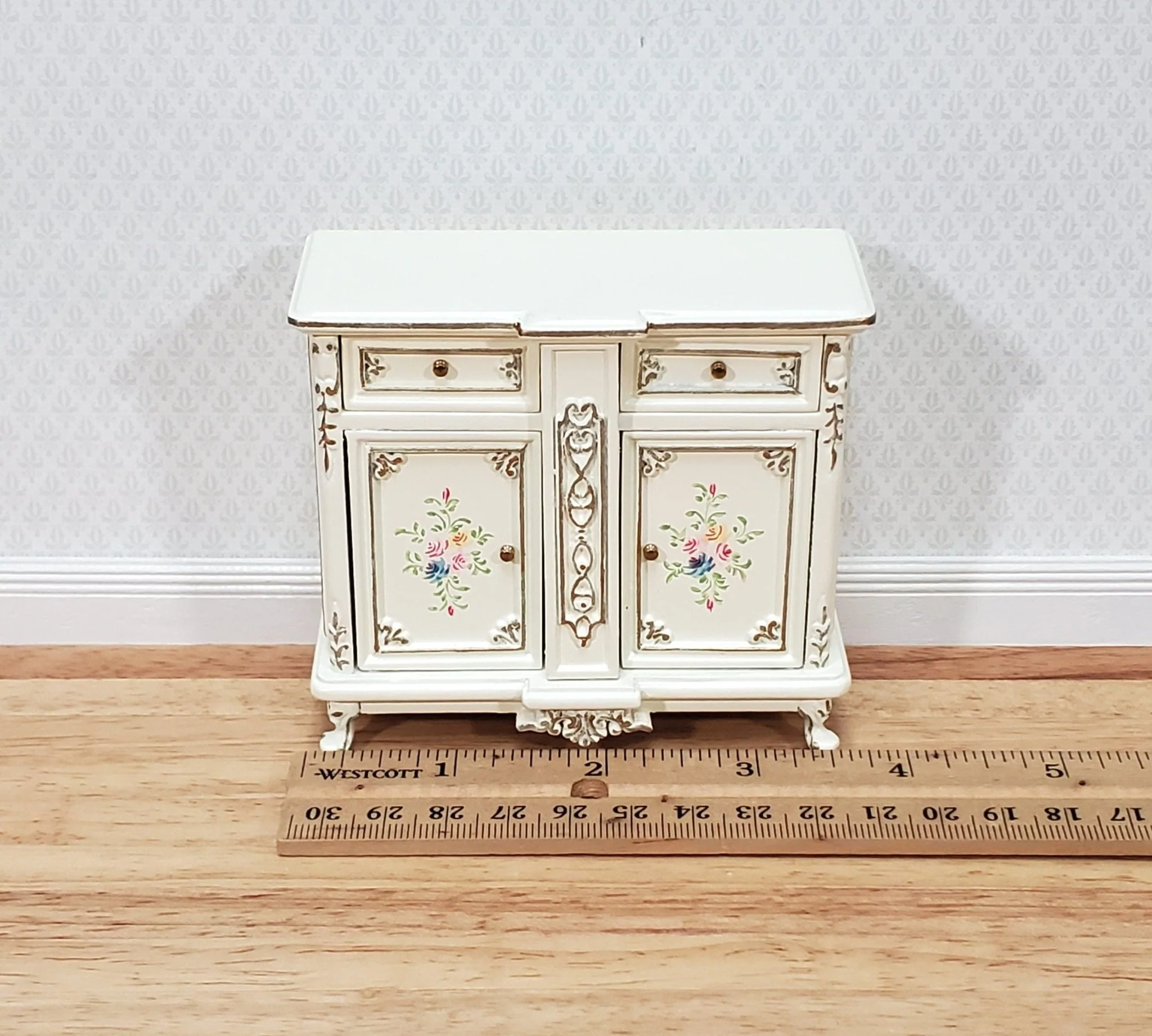 JBM Dollhouse Sideboard Buffet Cream Hand Painted 1:12 Scale Miniature Furniture - Image 3