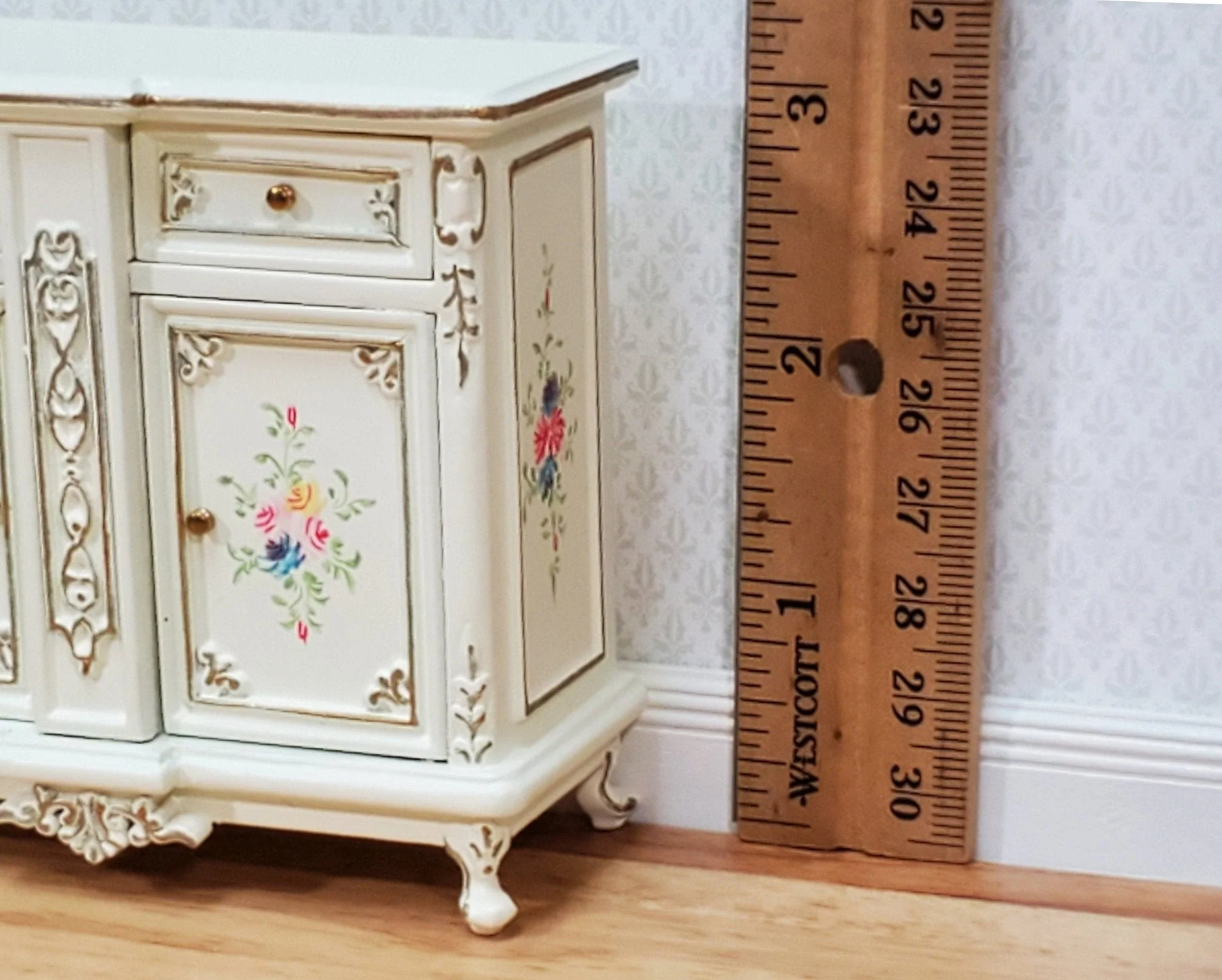 JBM Dollhouse Sideboard Buffet Cream Hand Painted 1:12 Scale Miniature Furniture - Image 4
