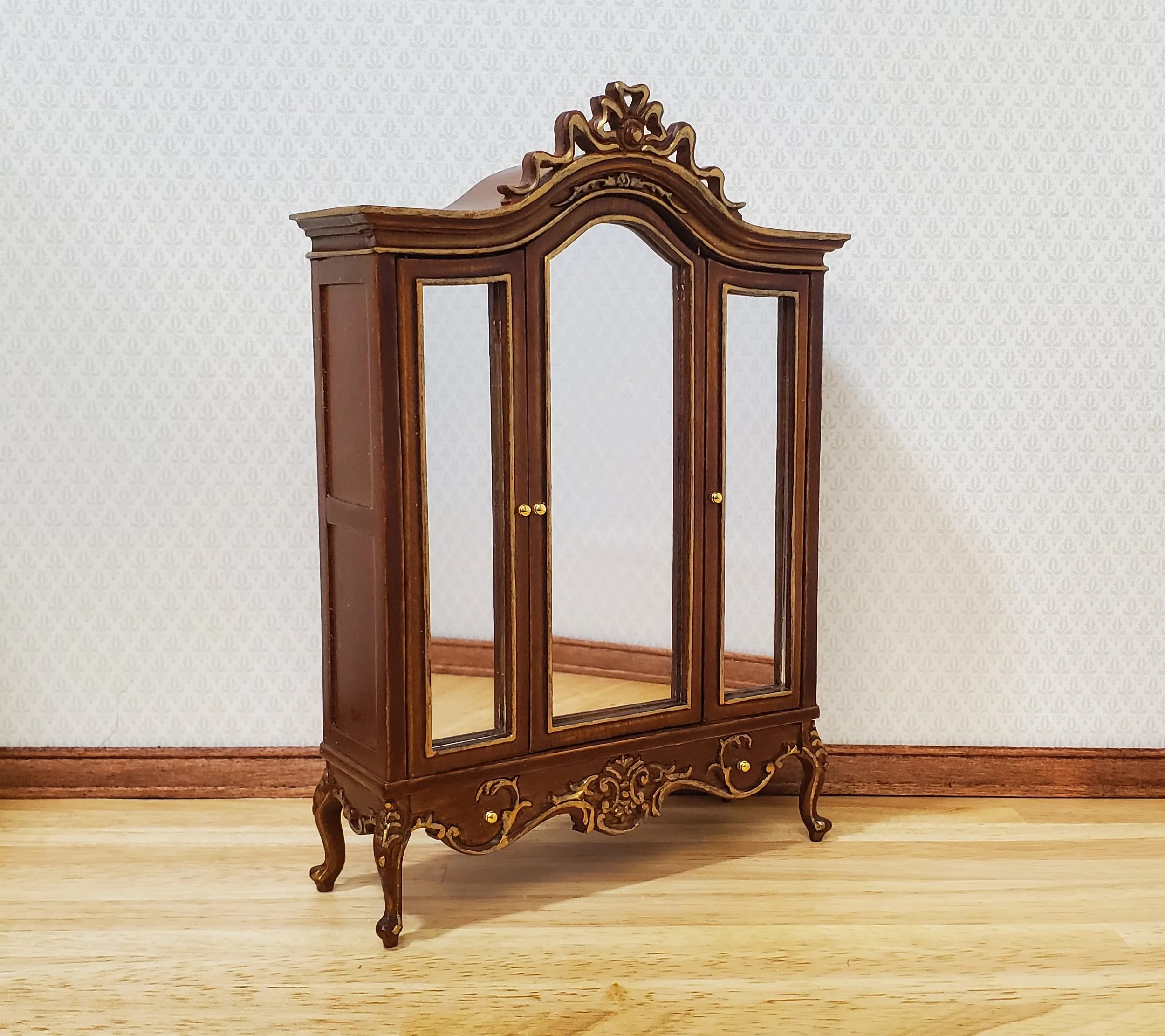 JBM Dollhouse Wardrobe Mirrored Closet Victorian Style 1:12 Scale Furniture