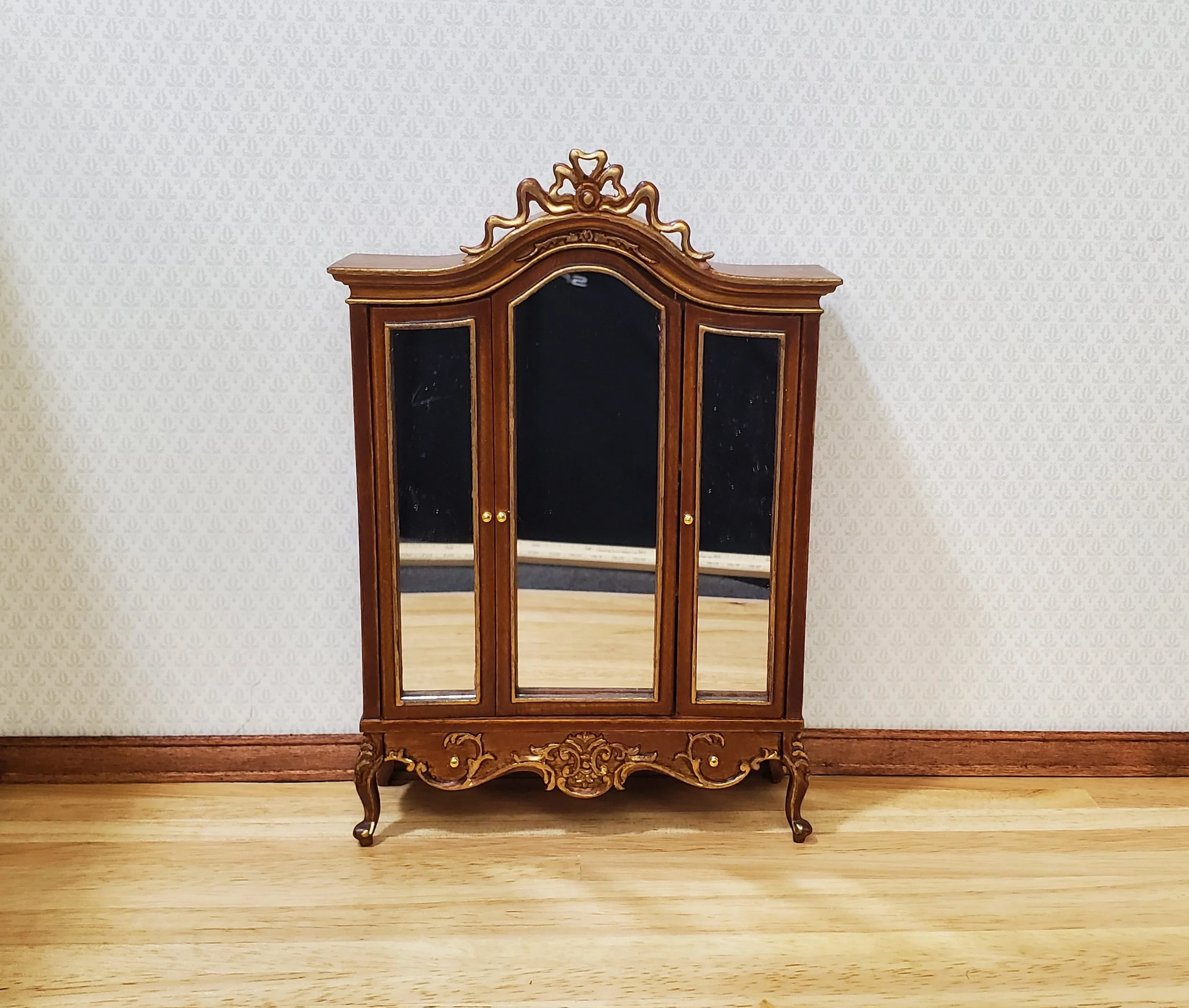 JBM Dollhouse Wardrobe Mirrored Closet Victorian Style 1:12 Scale Furniture - Image 2