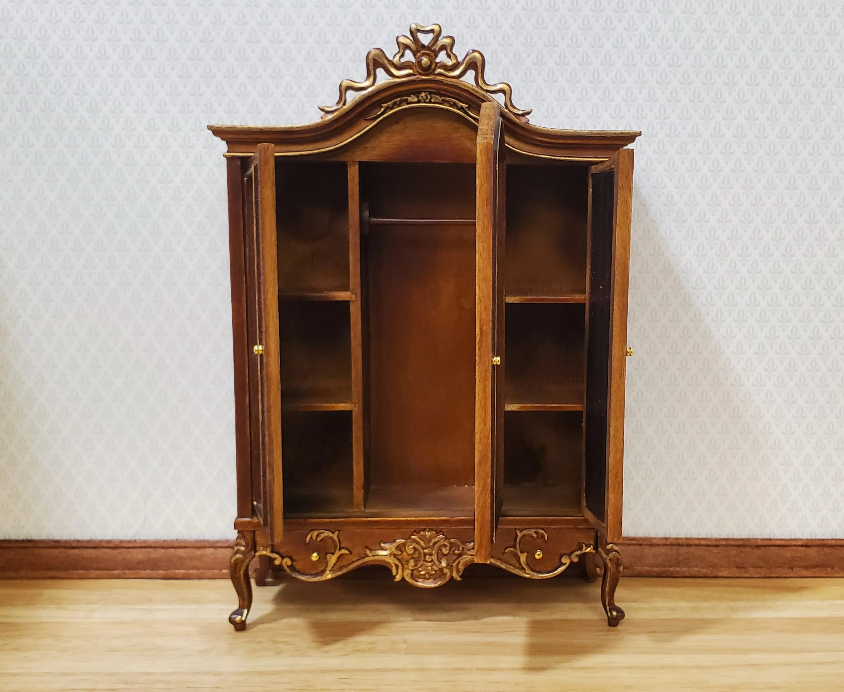 JBM Dollhouse Wardrobe Mirrored Closet Victorian Style 1:12 Scale Furniture - Image 3