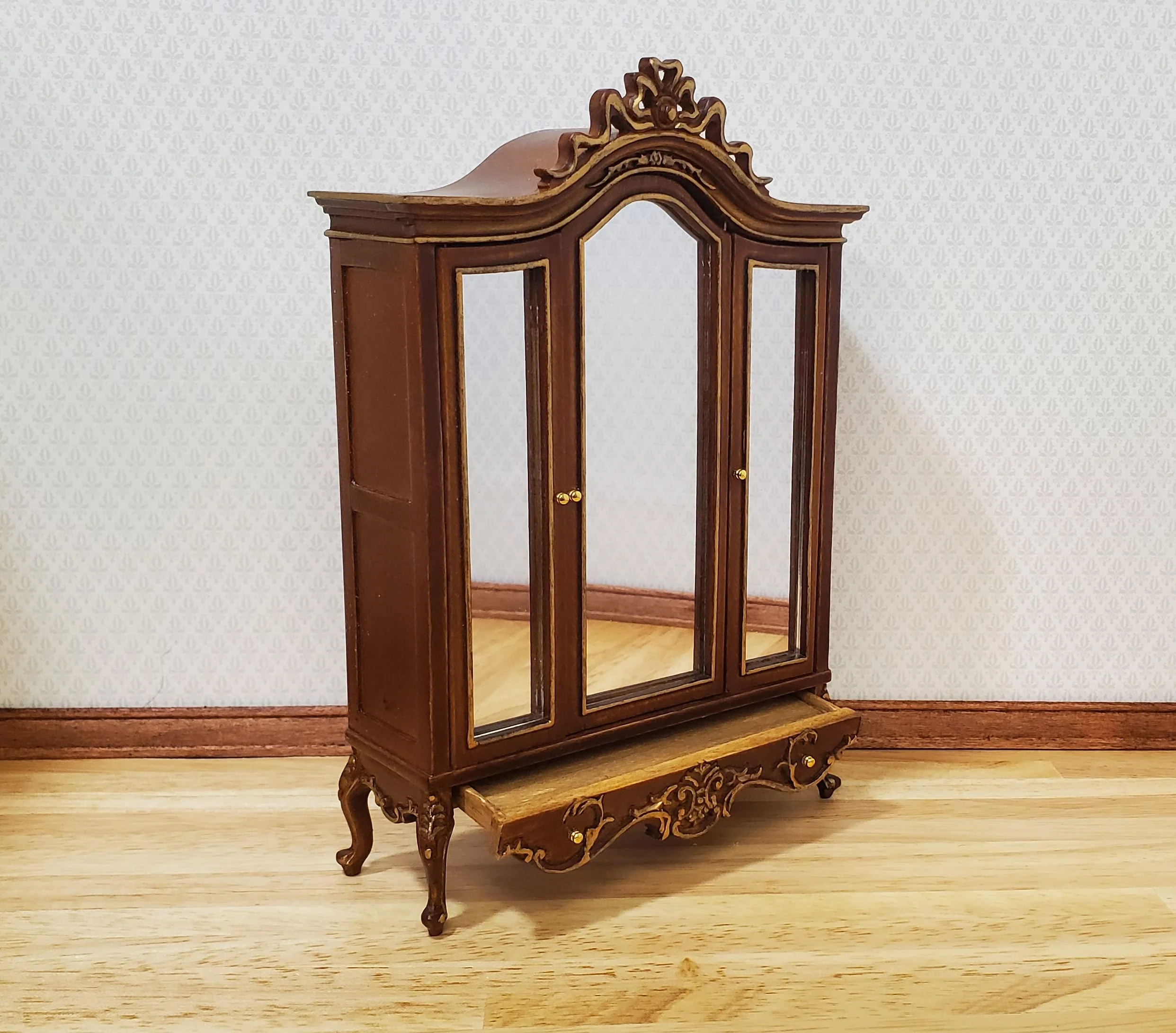 JBM Dollhouse Wardrobe Mirrored Closet Victorian Style 1:12 Scale Furniture - Image 5