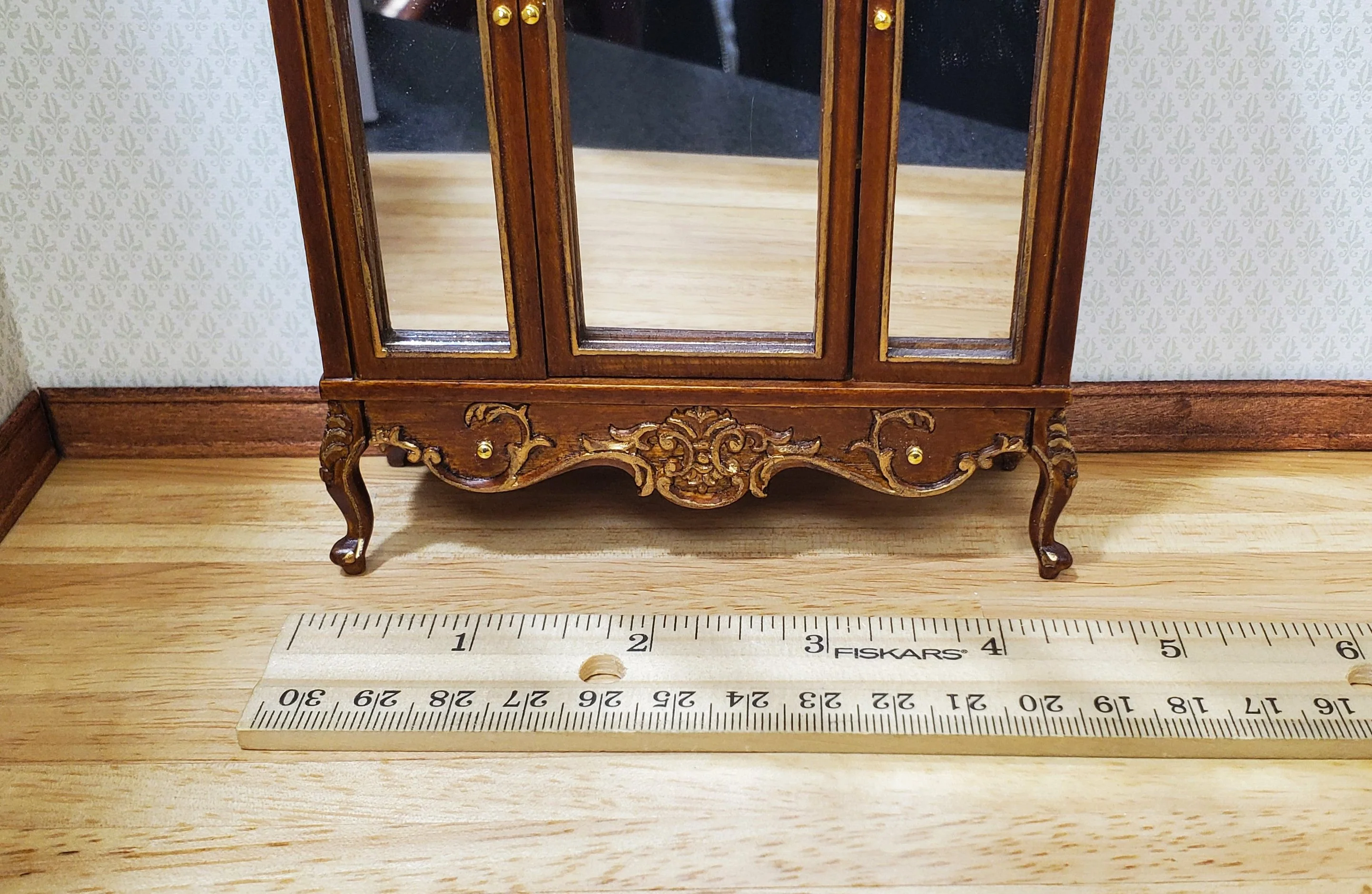 JBM Dollhouse Wardrobe Mirrored Closet Victorian Style 1:12 Scale Furniture - Image 6