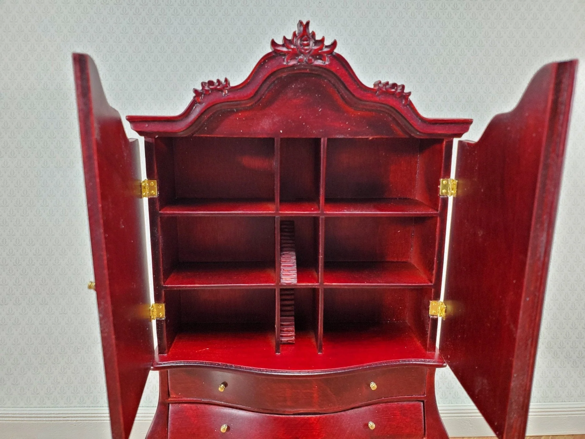 JBM Dutch Baby House Cabinet Dollhouse Large 1:12 Scale Miniature Mahogany Finish - Image 2