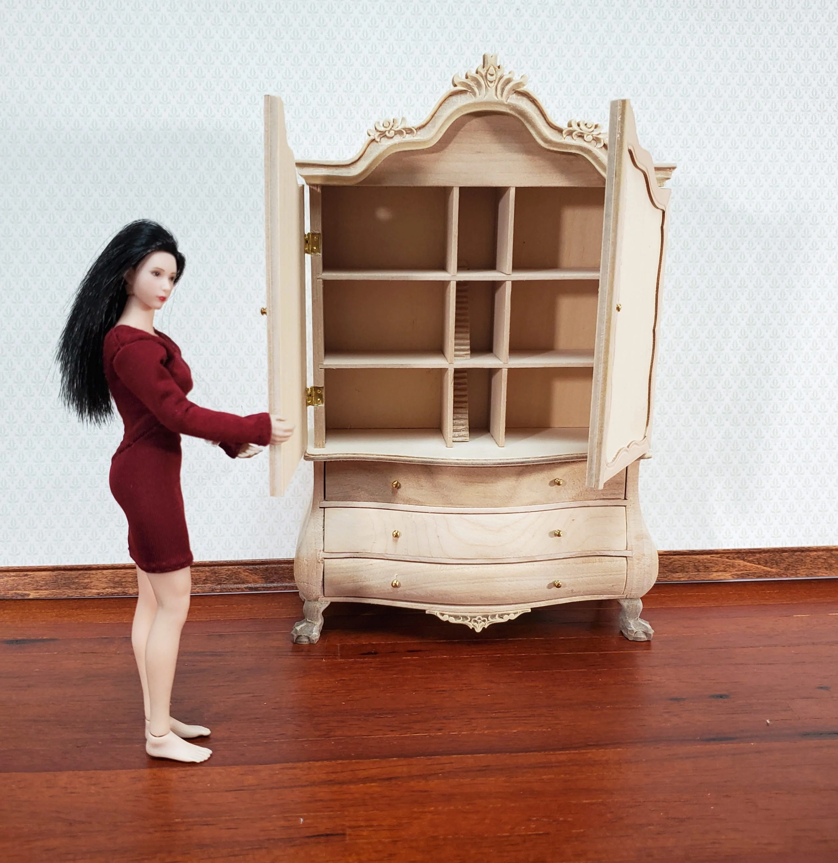 JBM Dutch Baby House Cabinet Dollhouse Large 1:12 Scale Miniature Unpainted - Image 5