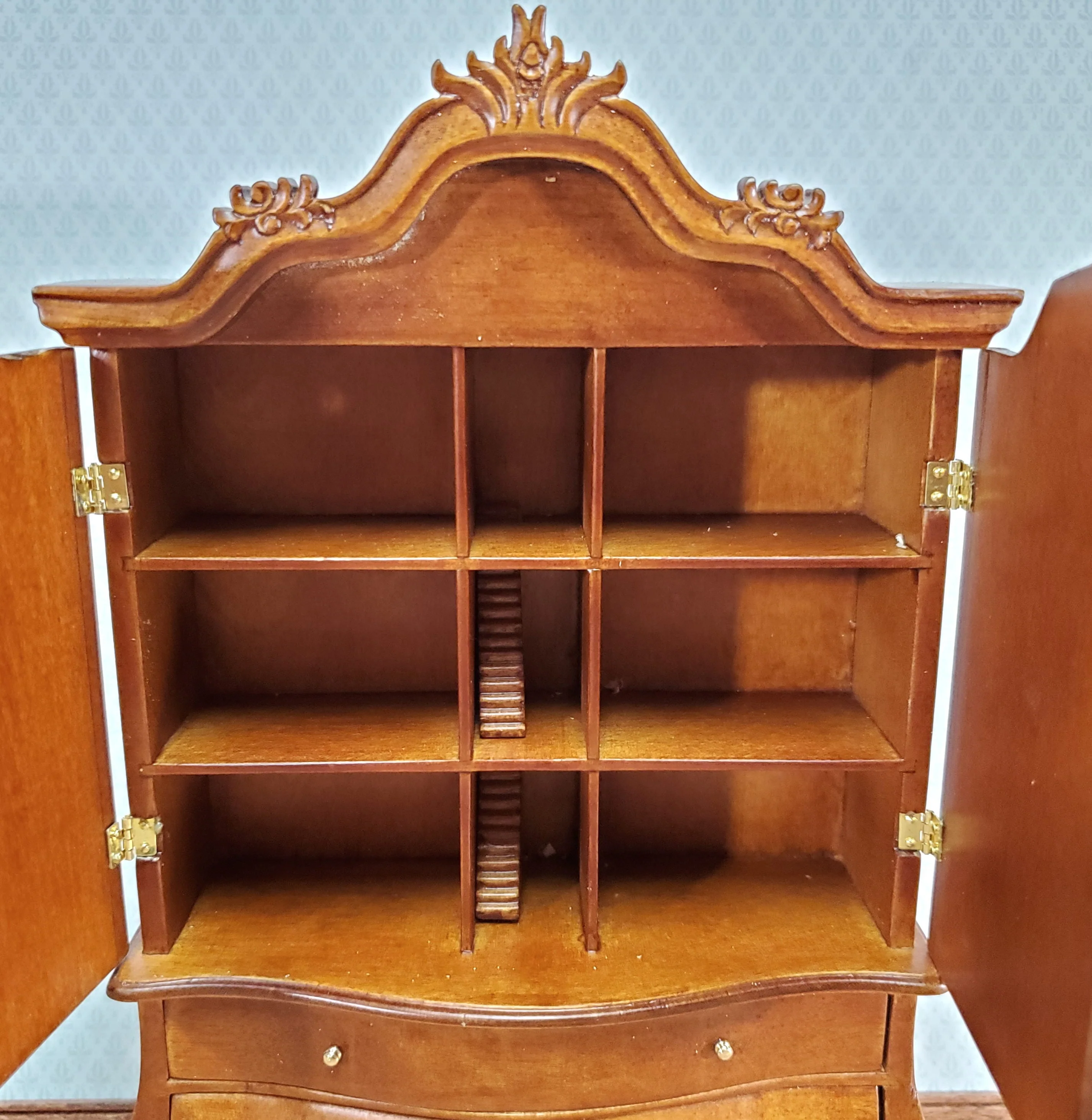 JBM Dutch Baby House Cabinet Dollhouse Large 1:12 Scale Miniature Walnut Finish - Image 5