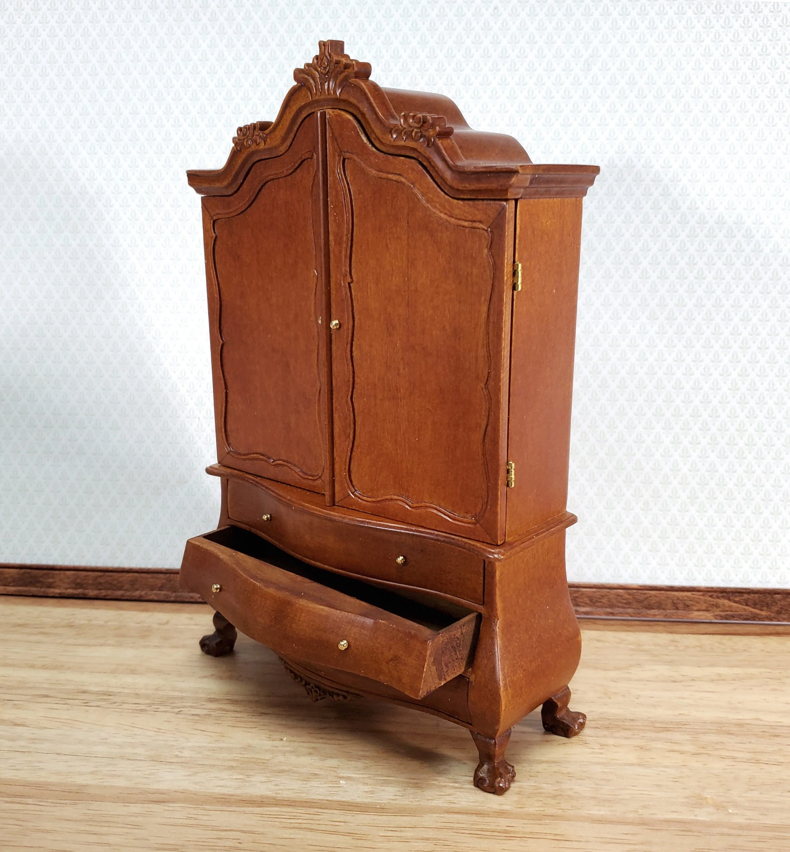 JBM Dutch Baby House Cabinet Dollhouse Large 1:12 Scale Miniature Walnut Finish - Image 7