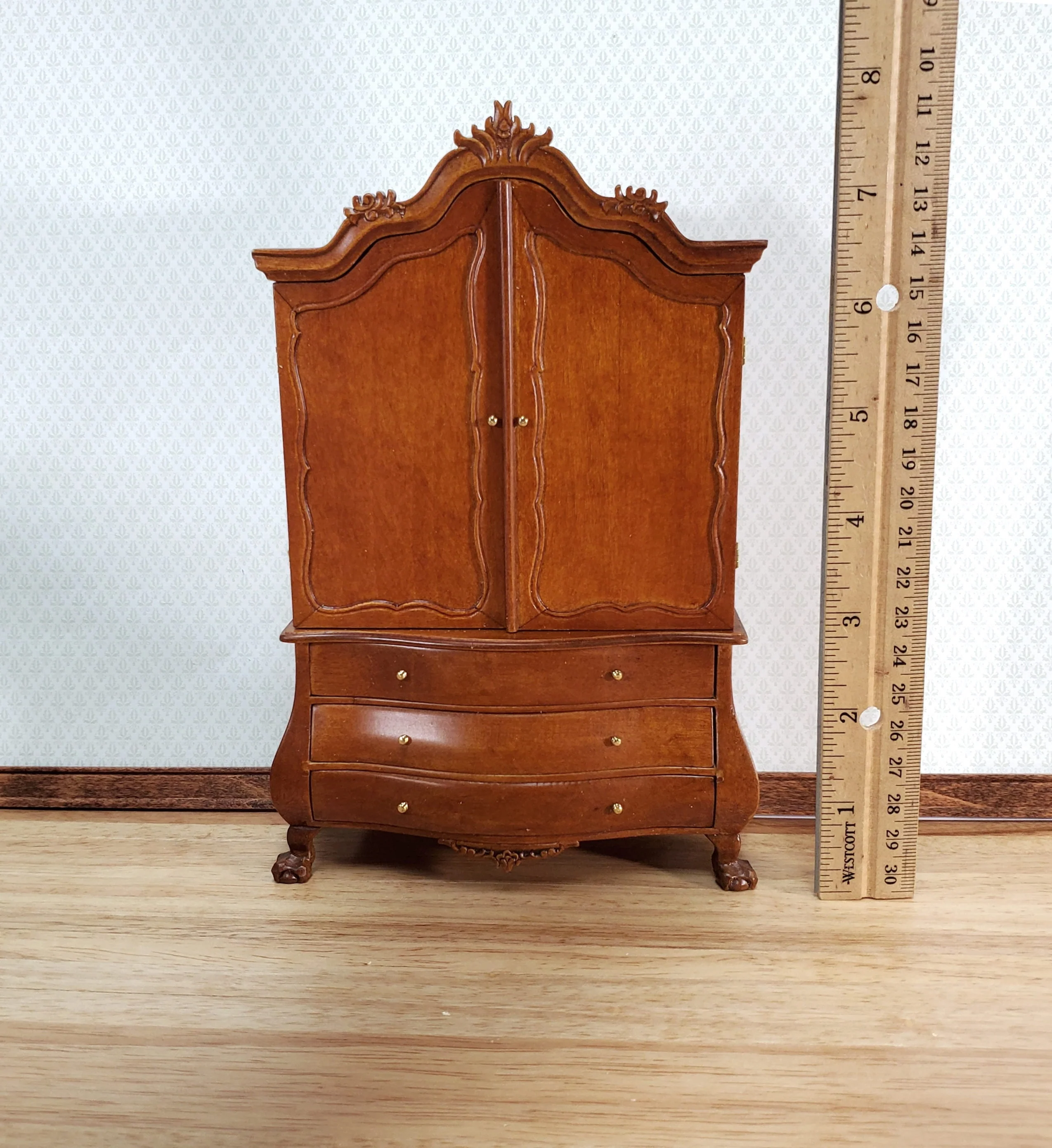 JBM Dutch Baby House Cabinet Dollhouse Large 1:12 Scale Miniature Walnut Finish - Image 8