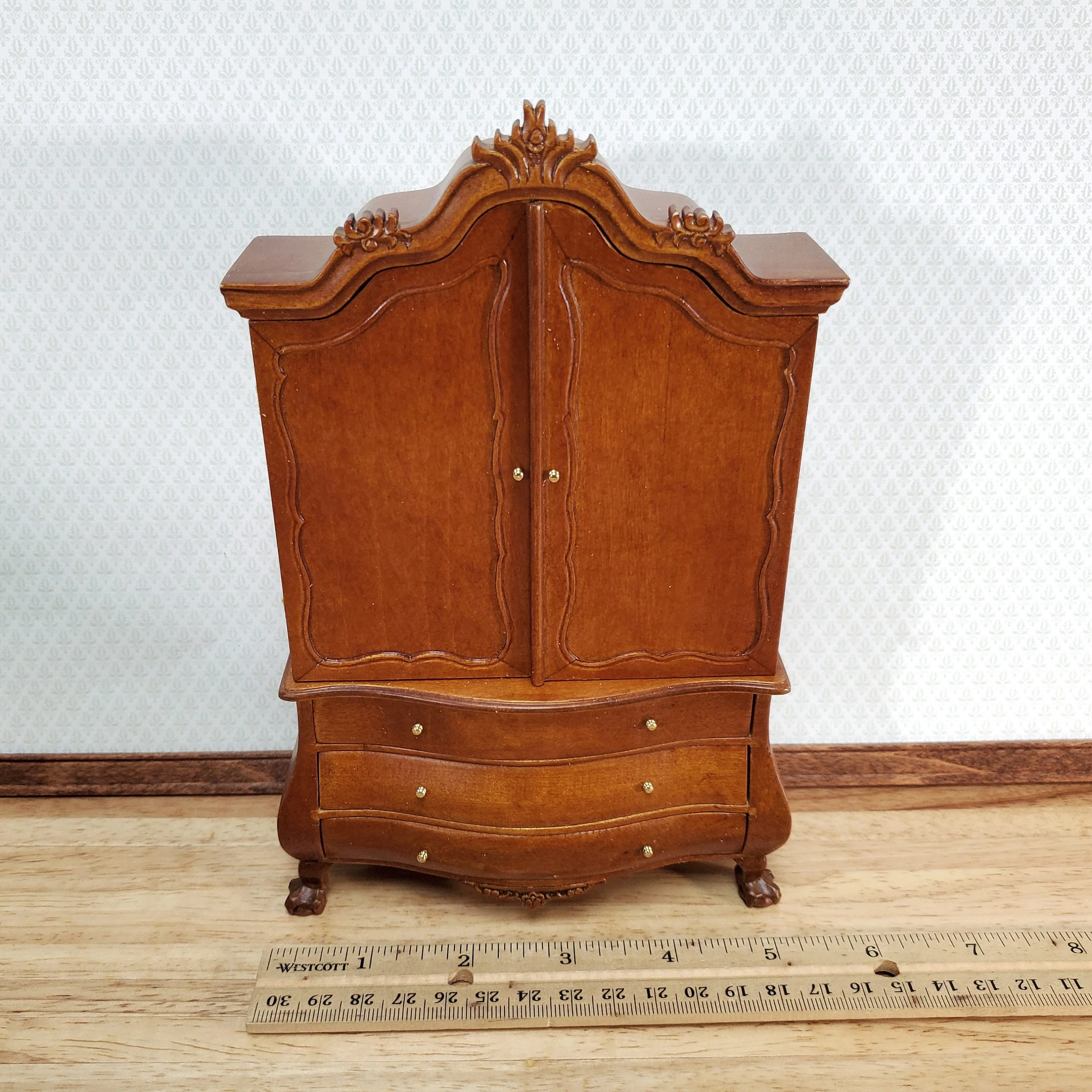 JBM Dutch Baby House Cabinet Dollhouse Large 1:12 Scale Miniature Walnut Finish - Image 9