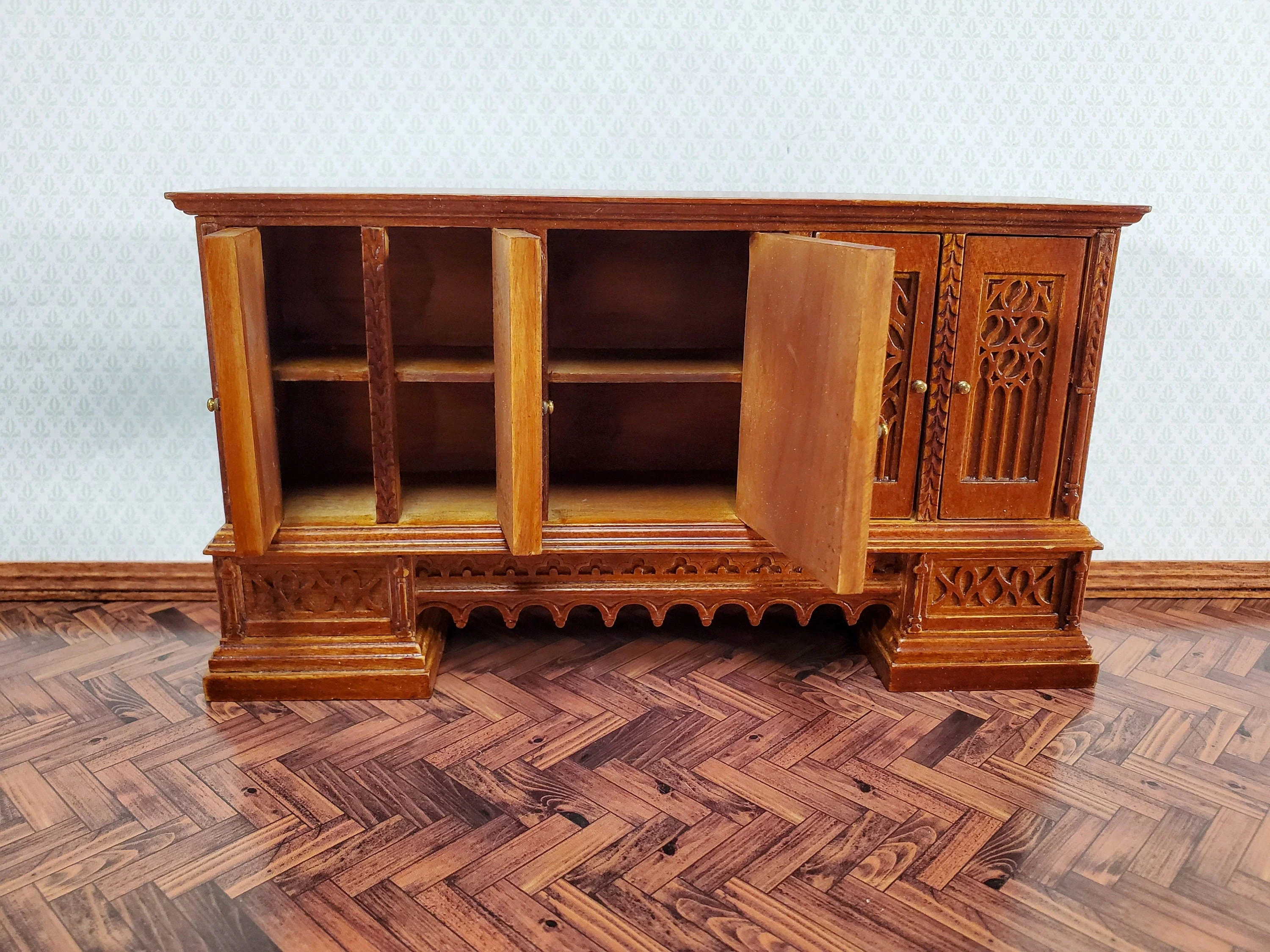 JBM Dollhouse Credenza Buffet Gothic Tudor 17th Century 1:12 Scale Furniture - Image 3
