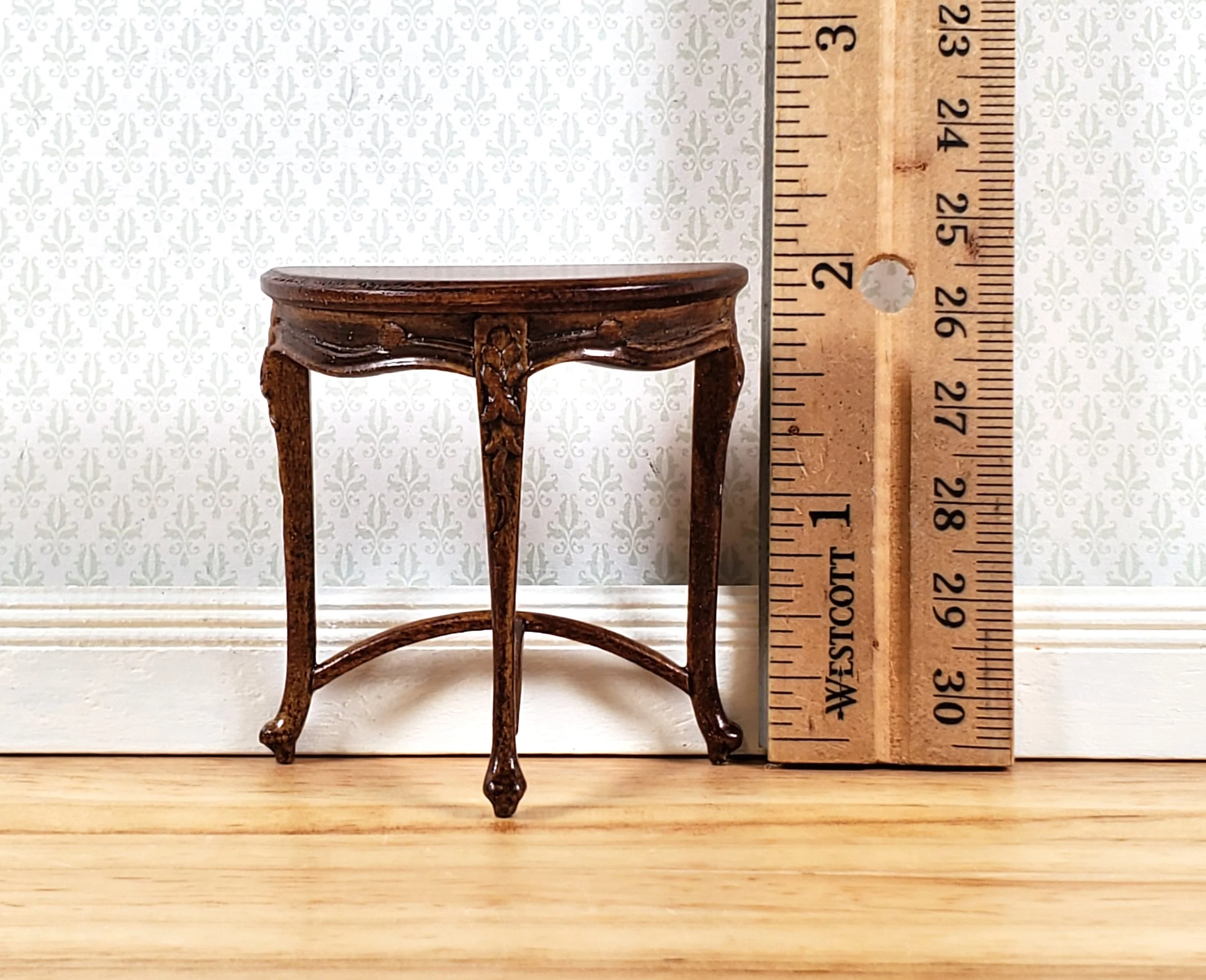 JBM Miniature Side Table Half Round SMALL Art Nouveau Style 1:12 Scale Dollhouse - Image 4