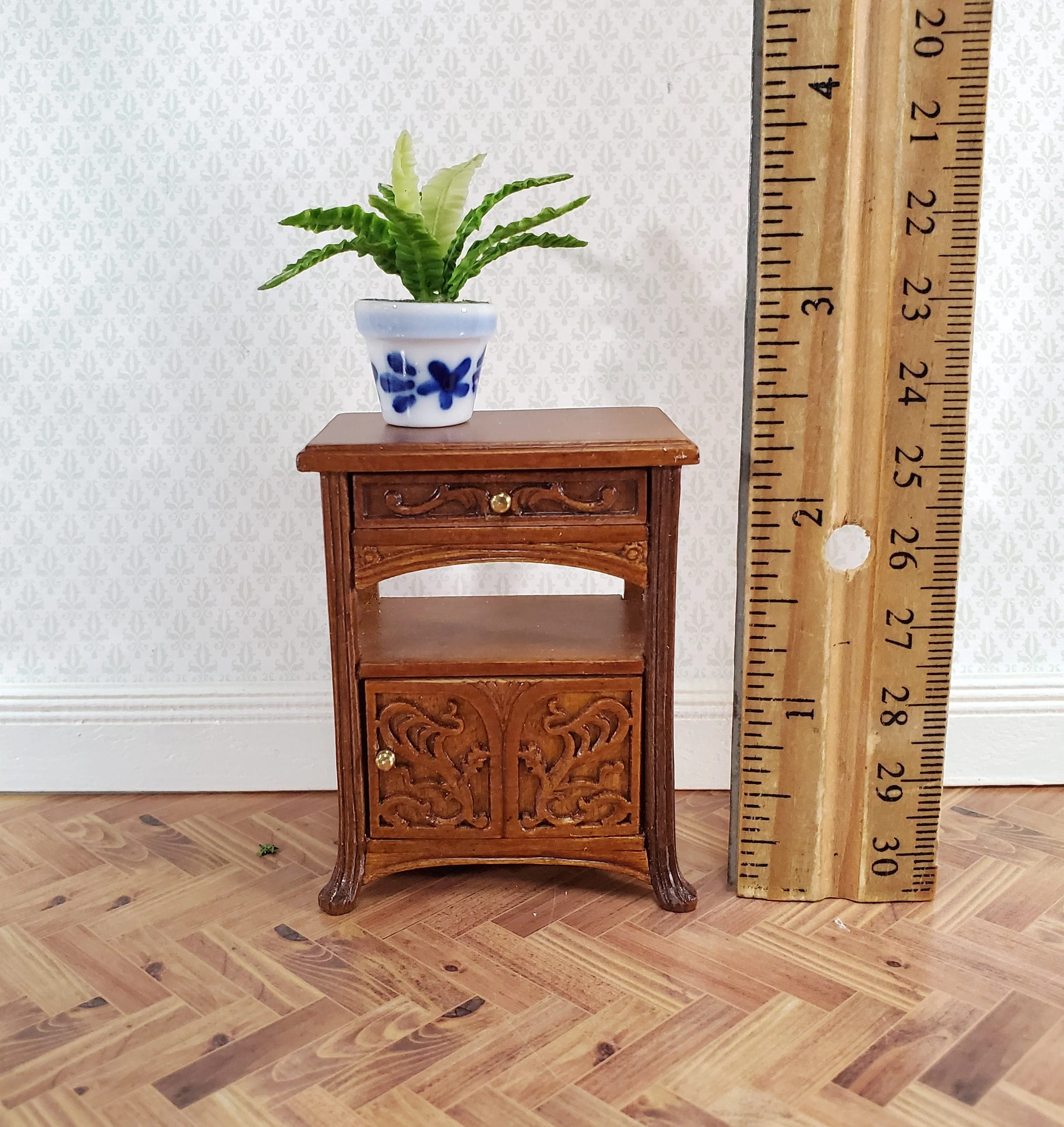 JBM Miniature Side Table or Nightstand with Drawer 1:12 Scale Dollhouse Furniture - Image 4