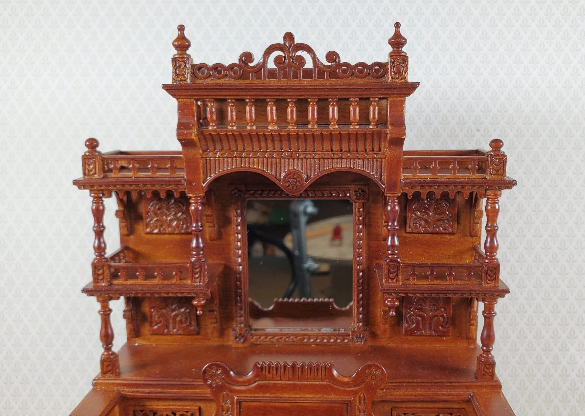 JBM Miniature Upright Pump Organ Walnut Finish 1:12 Scale Dollhouse Furniture - Image 3
