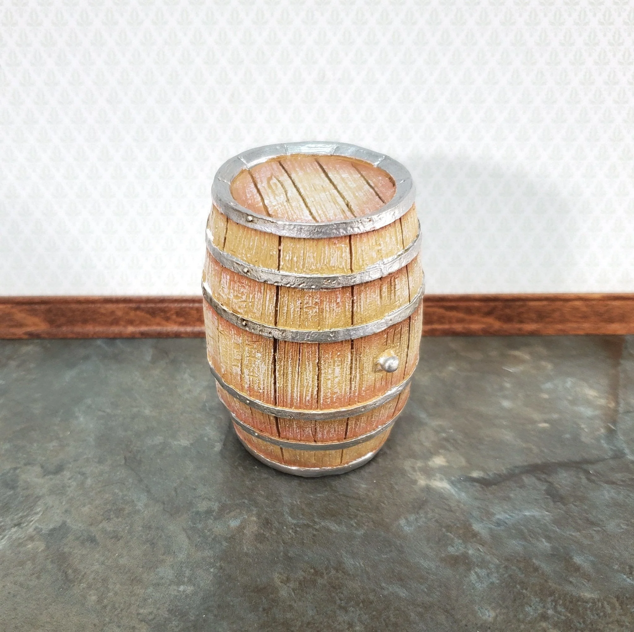 Large Miniature Keg Whiskey or Wine Barrel 2 5/8" tall 1:12 Scale by Reutter - Image 2