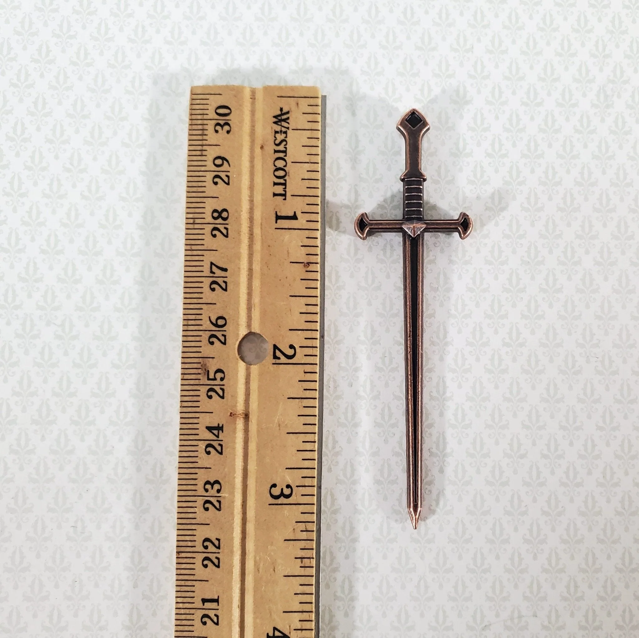 Miniature 2 Handed Sword Metal with Bronze Finish 1:12 Scale Weapon 8 cm - Image 2